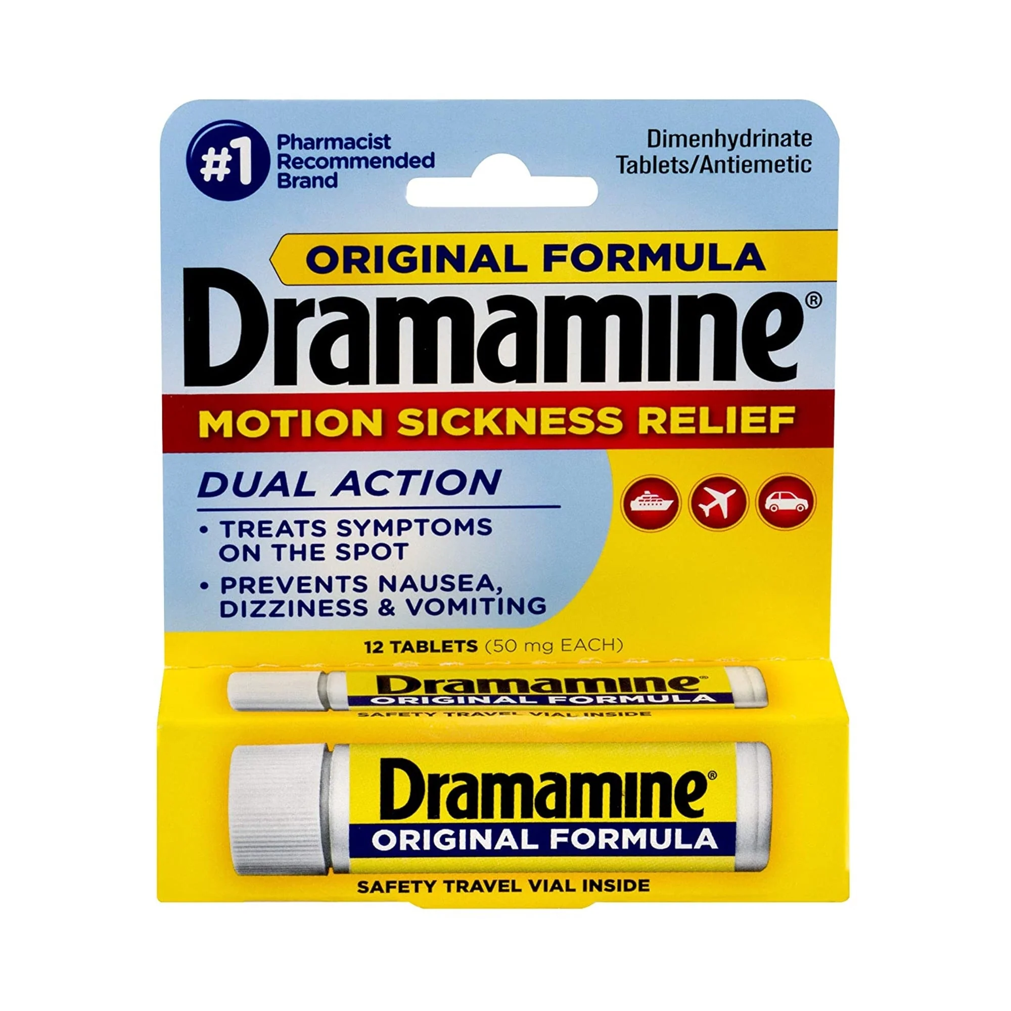 Medtech Laboratories Dramamine Motion Sickness Antiemetic Dual Action Tablets Original - Image 2