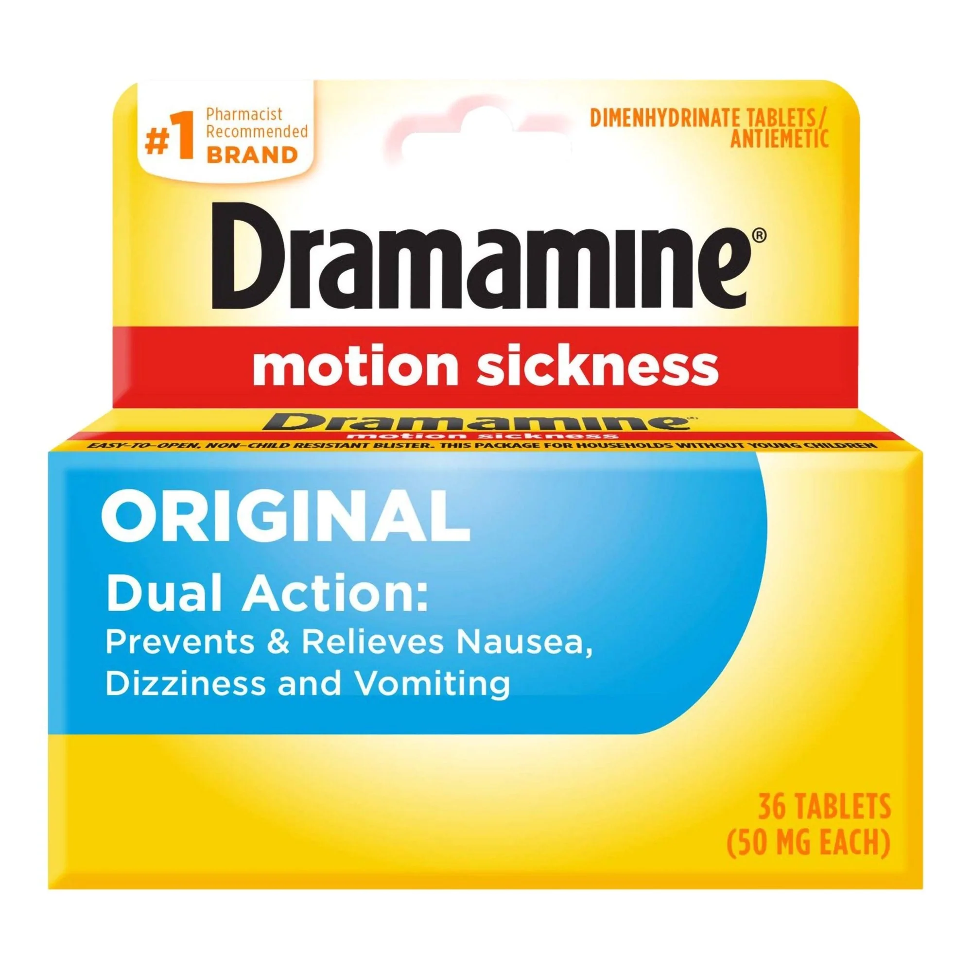 Medtech Laboratories Dramamine Motion Sickness Antiemetic Dual Action Tablets Original