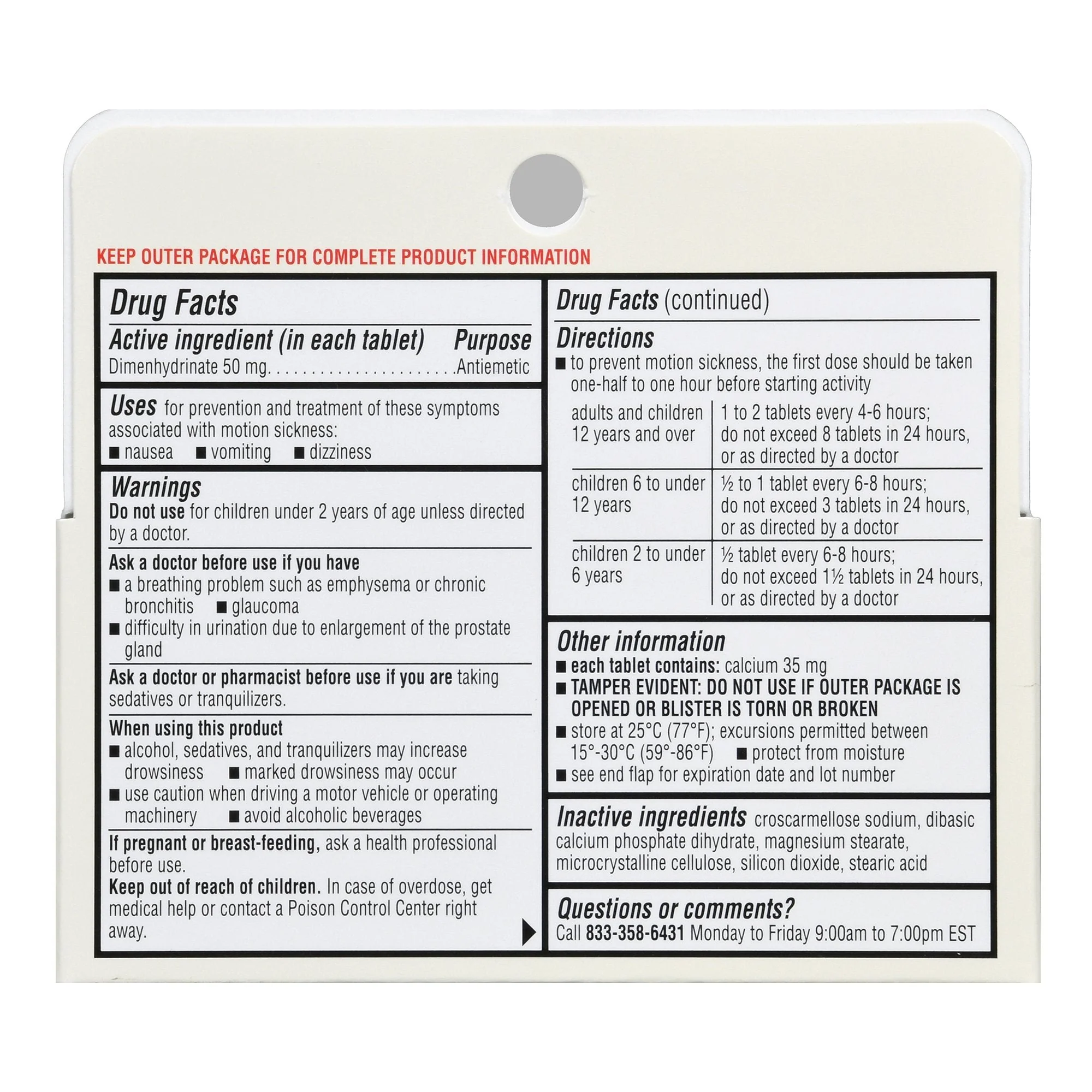 McKesson Brand Foster & Thrive Motion Sickness Dimenhydrinate 50 mg Tablets - Image 2