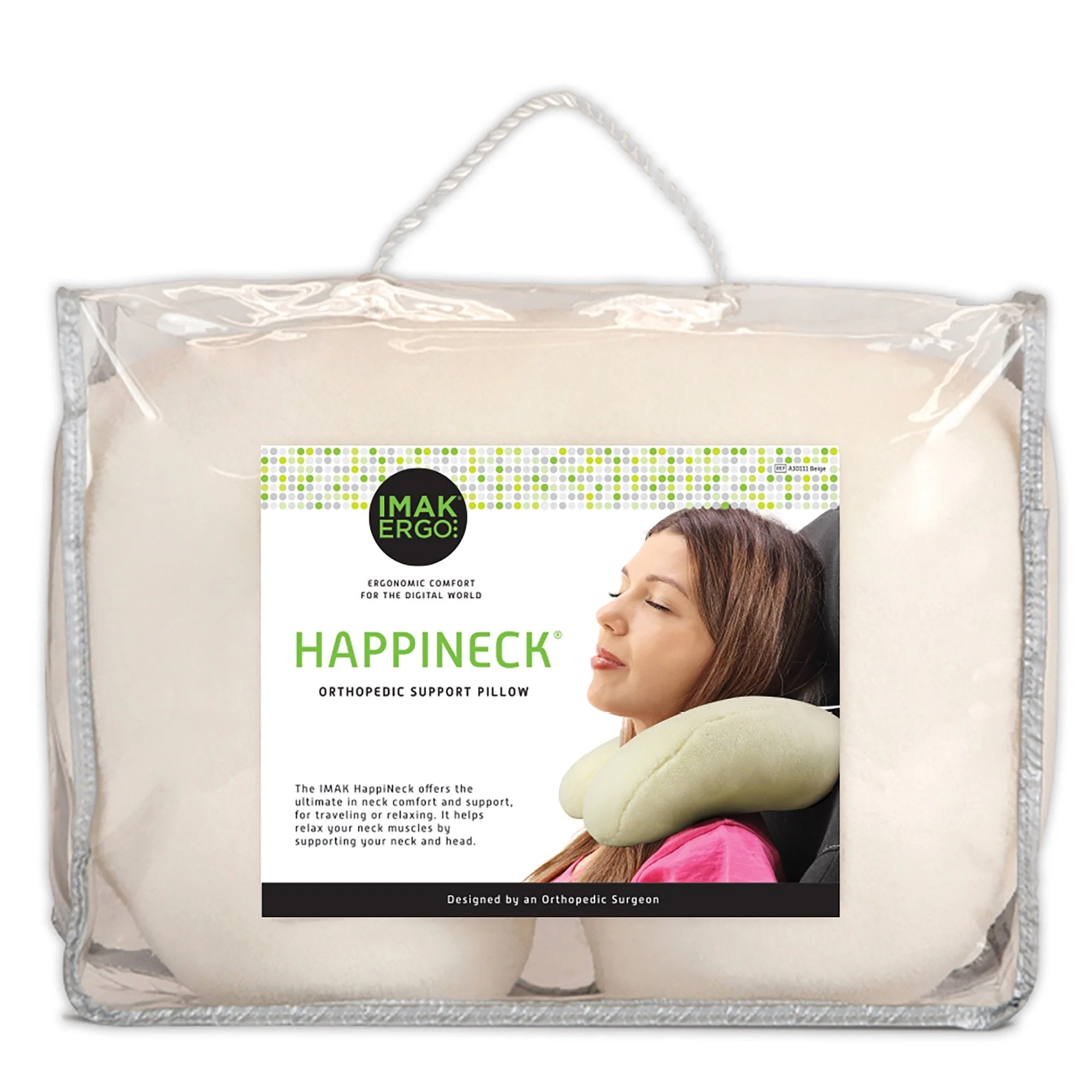 Brownmed IMAK Ergo Happineck Crescent Neck Pillow, Beige