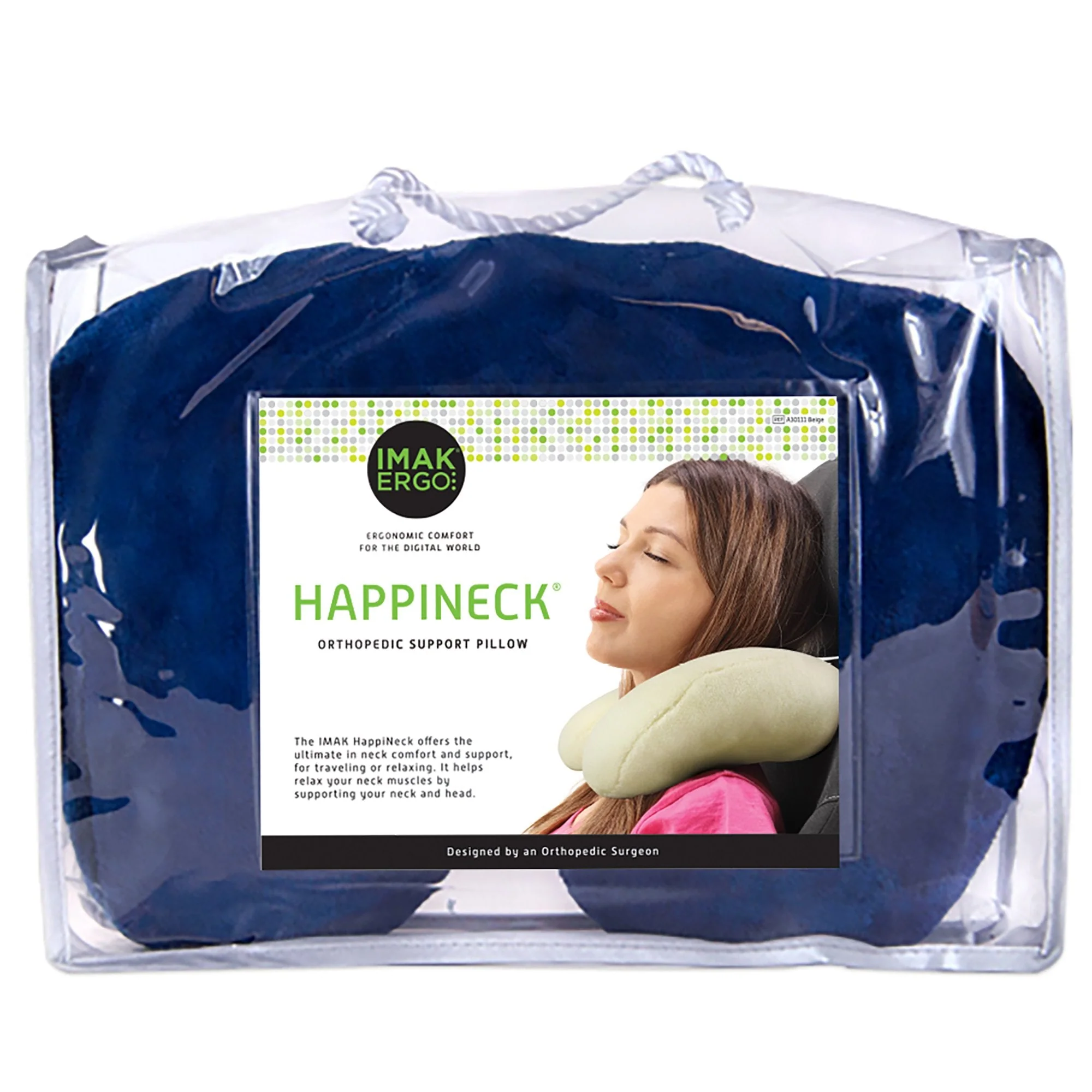 Brownmed IMAK Ergo HappiNeck Crescent Neck Pillow, Blue