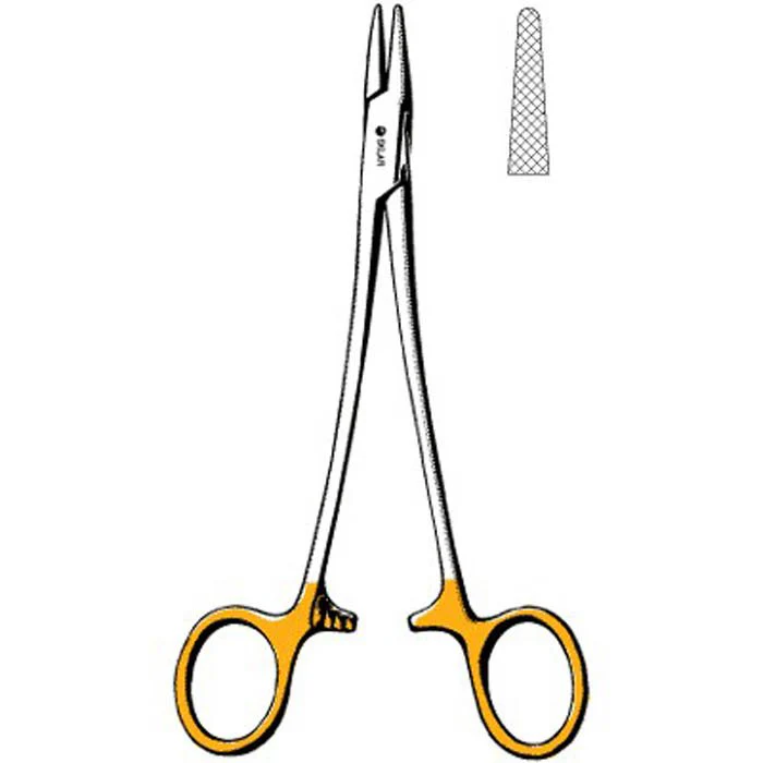 Needle Holder Sklar TC Mayo-Hegar 10-1/2 Inch Length Straight Serrated Tips Finger Ring Handle