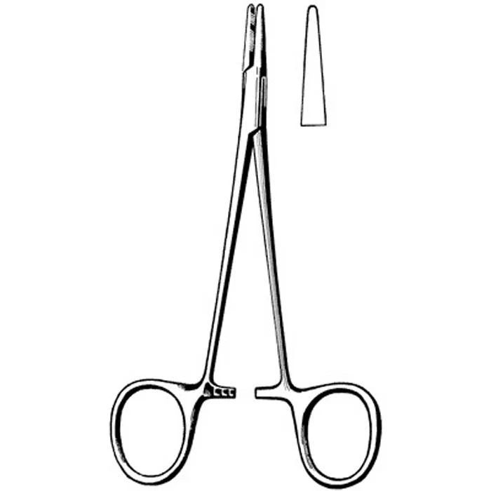 Needle Holder Surgi-OR Halsey 5-1/4 Inch Length Straight Smooth Tip Finger Ring Handle
