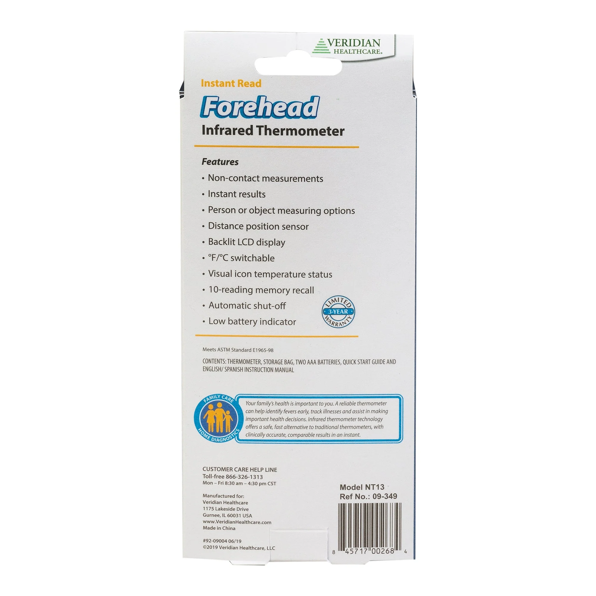 Veridian Healthcare LLC Veridian Non-Contact Infrared Forehead Thermometer (24/CS) - Image 5