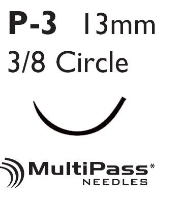 Nonabsorbable Suture with Needle Ethilon Nylon P-3 3/8 Circle Precision Reverse Cutting Needle Size 5-0 Monofilament