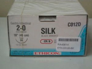 Nonabsorbable Suture with Needle Perma-Hand Silk SH 1/2 Circle Taper Point Needle Size 2-0 Braided