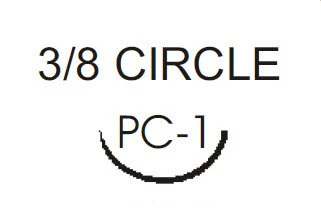 Nonabsorbable Suture with Needle Prolene Polypropylene PC-1 3/8 Circle Precision Conventional Cutting Needle Size 5-0 Monofilament