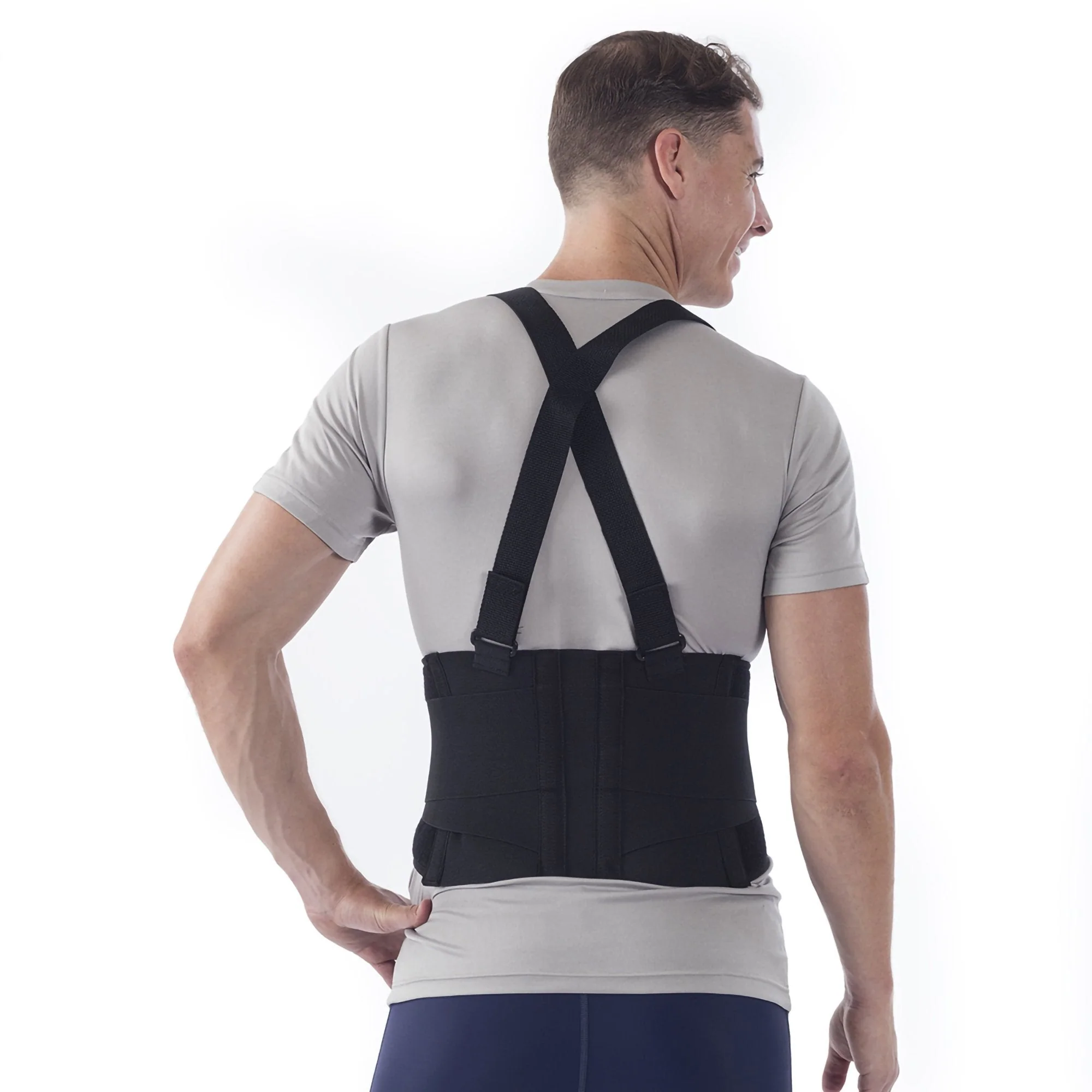 New York Orthopedic Occupational Back Support NYOrtho Deluxe X-Large Hook and Loop Closure 38 to 42 Inch Waist Circumference 9 Inch Back Height Adult - Image 2