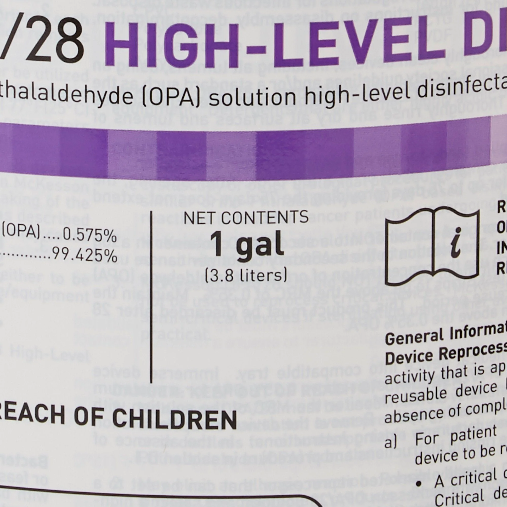 McKesson Brand McKesson OPA High Level Disinfectant, 1 gal. Jug (4/CS) - Image 2