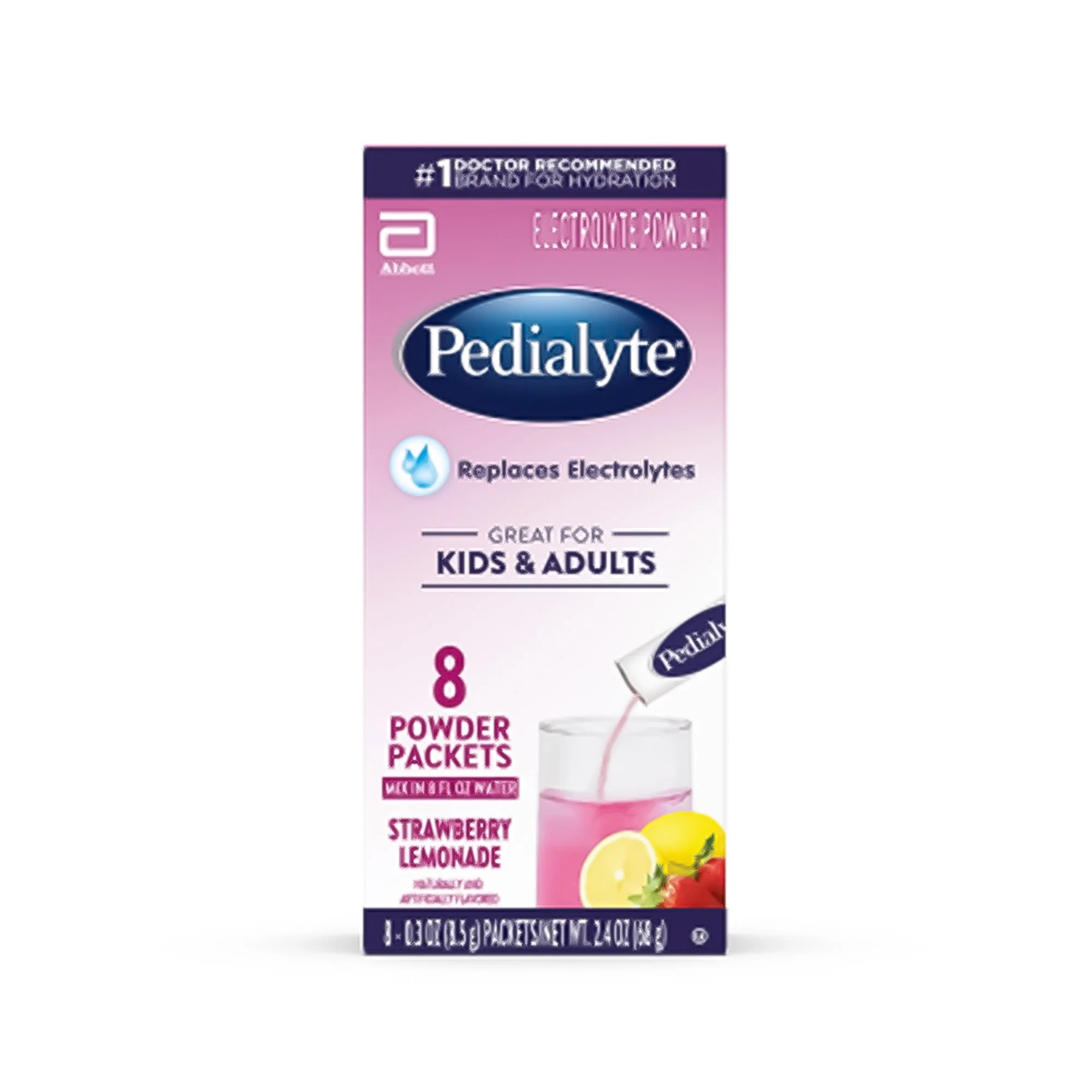 Abbott Nutrition Oral Electrolyte Solution Pedialyte Powder Packs Strawberry Lemonade 8.5 Gram (512/CS)