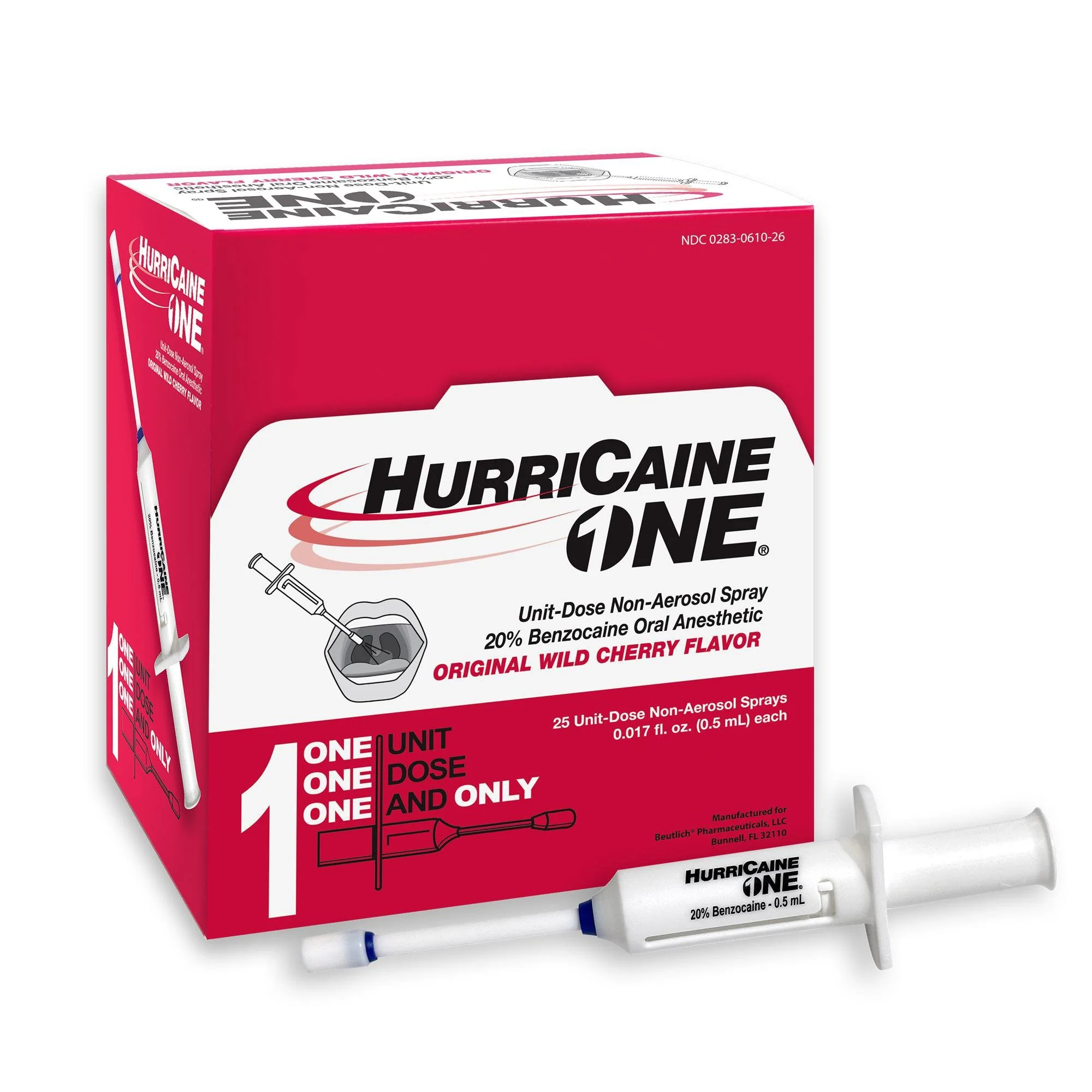 Beutlich Inc HurriCaine Benzocaine Oral Pain Relief, Wild Cherry Flavor, 5 mL unit dose (25/BX) - Image 2