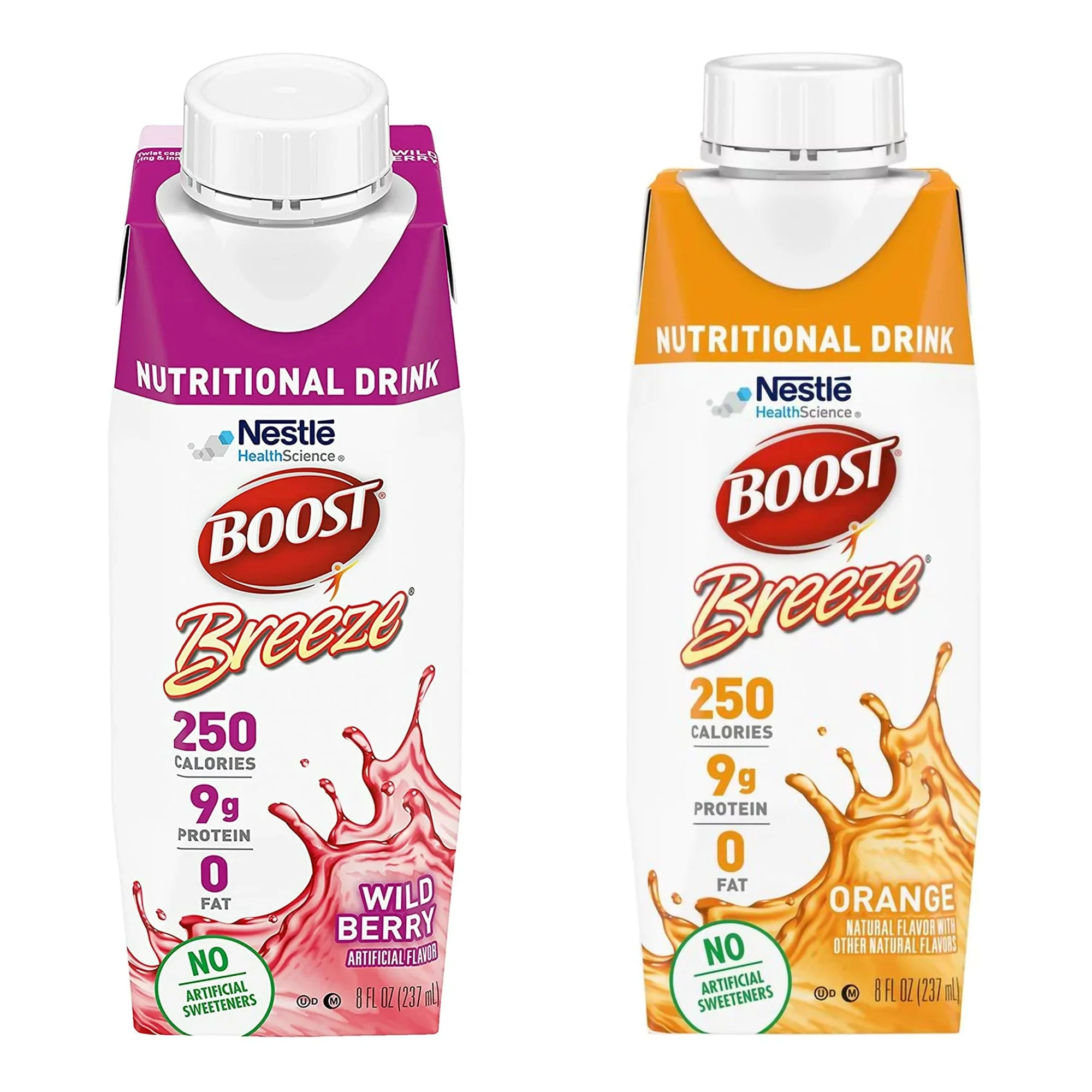 Nestle Healthcare Nutrition Boost Breeze Variety (Orange, Wild Berry) Nutritional Drink, 8-ounce carton (24/CS)