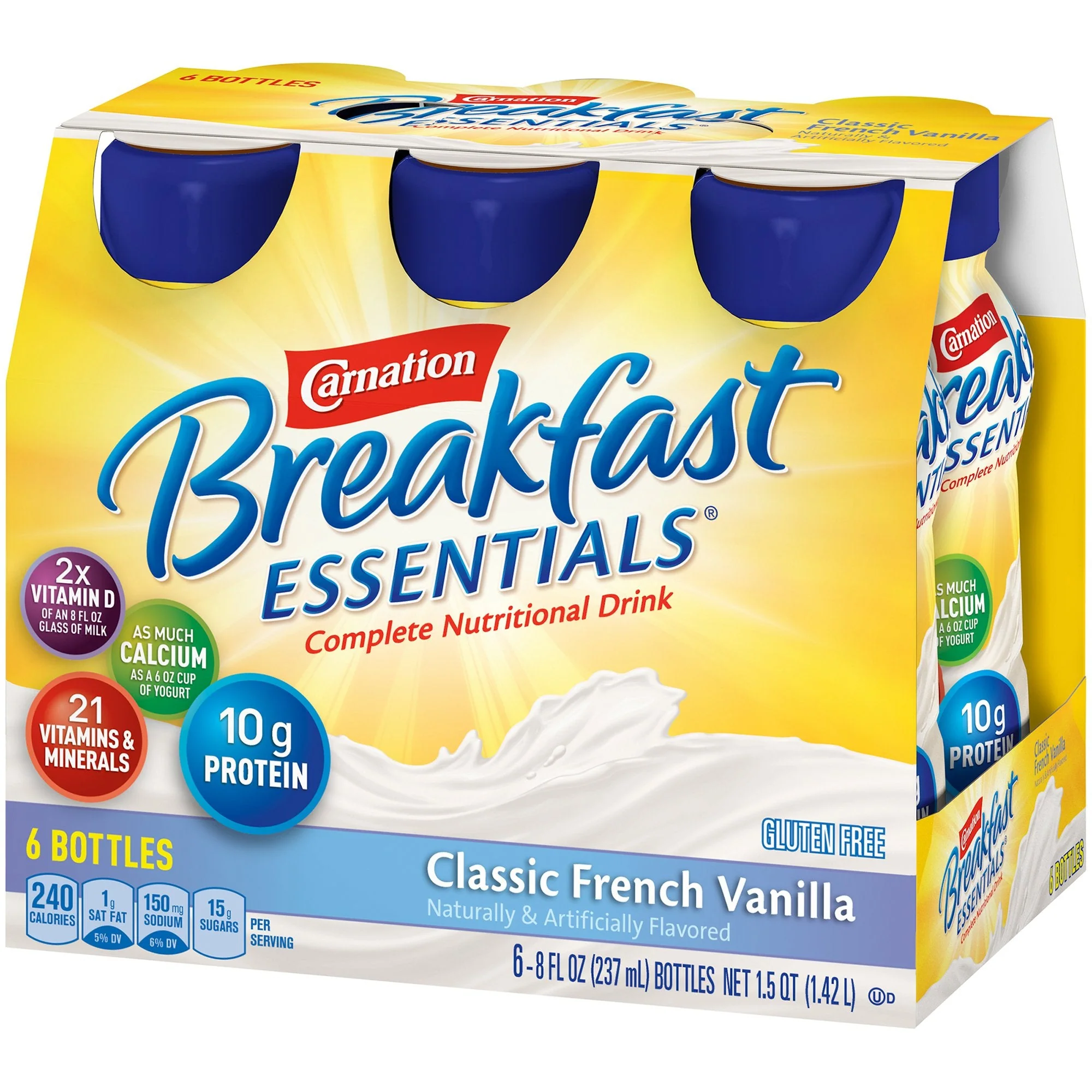 Nestle Healthcare Nutrition Carnation Breakfast Essentials Vanilla Nutritional Drink, 8-ounce bottle (24/CS) - Image 5