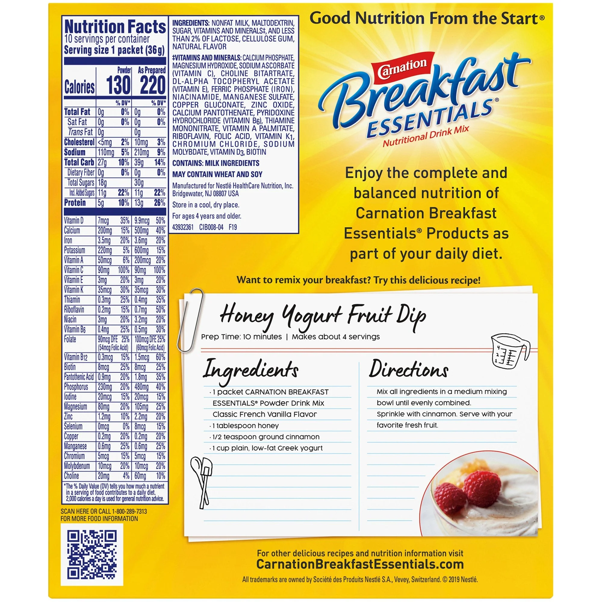 Nestle Healthcare Nutrition Carnation Breakfast Essentials Vanilla Nutritional Drink (60/CS) - Image 6