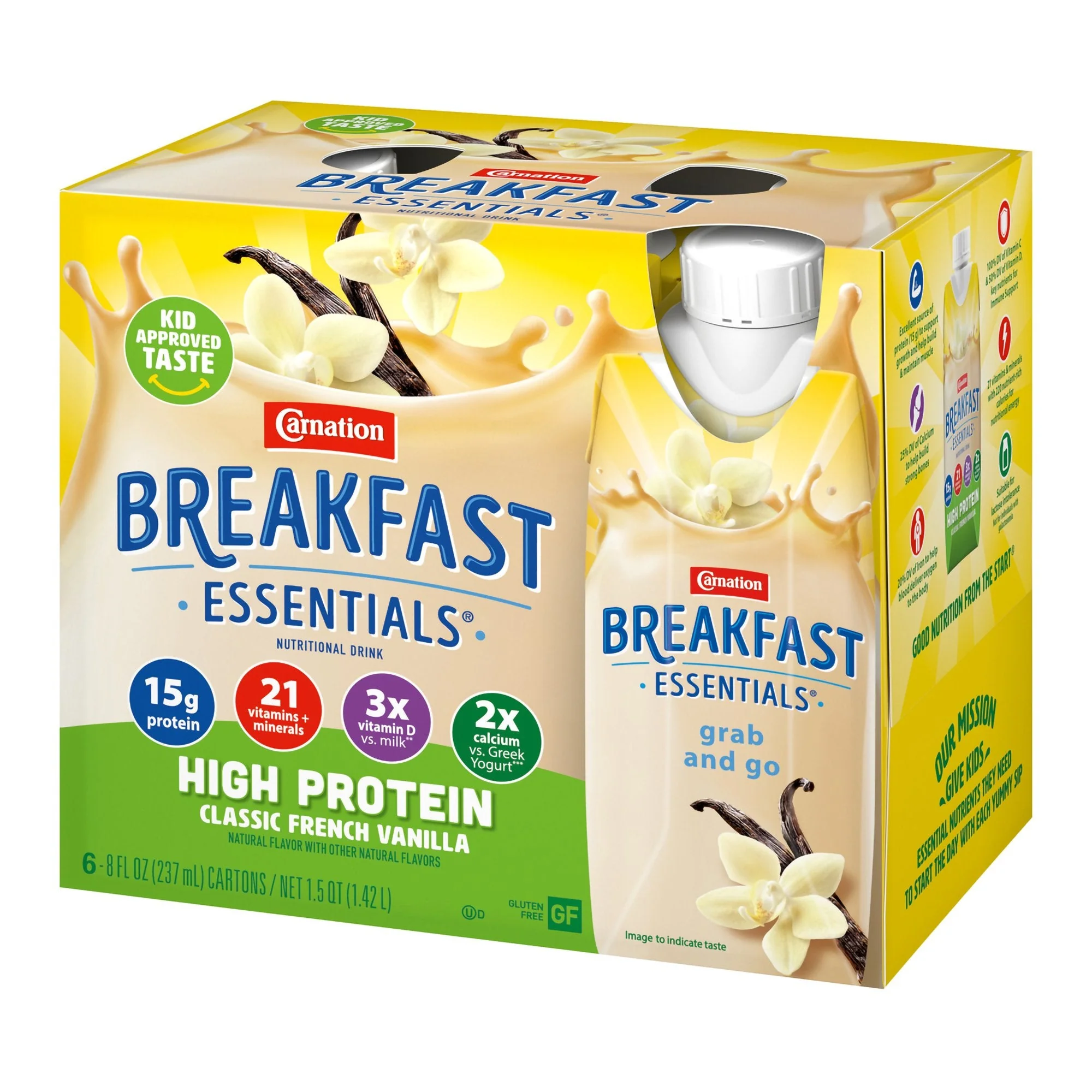 Nestle Healthcare Nutrition Carnation Breakfast Essentials High Protein Vanilla Nutritional Drink, 8 ounces (24/CS) - Image 3