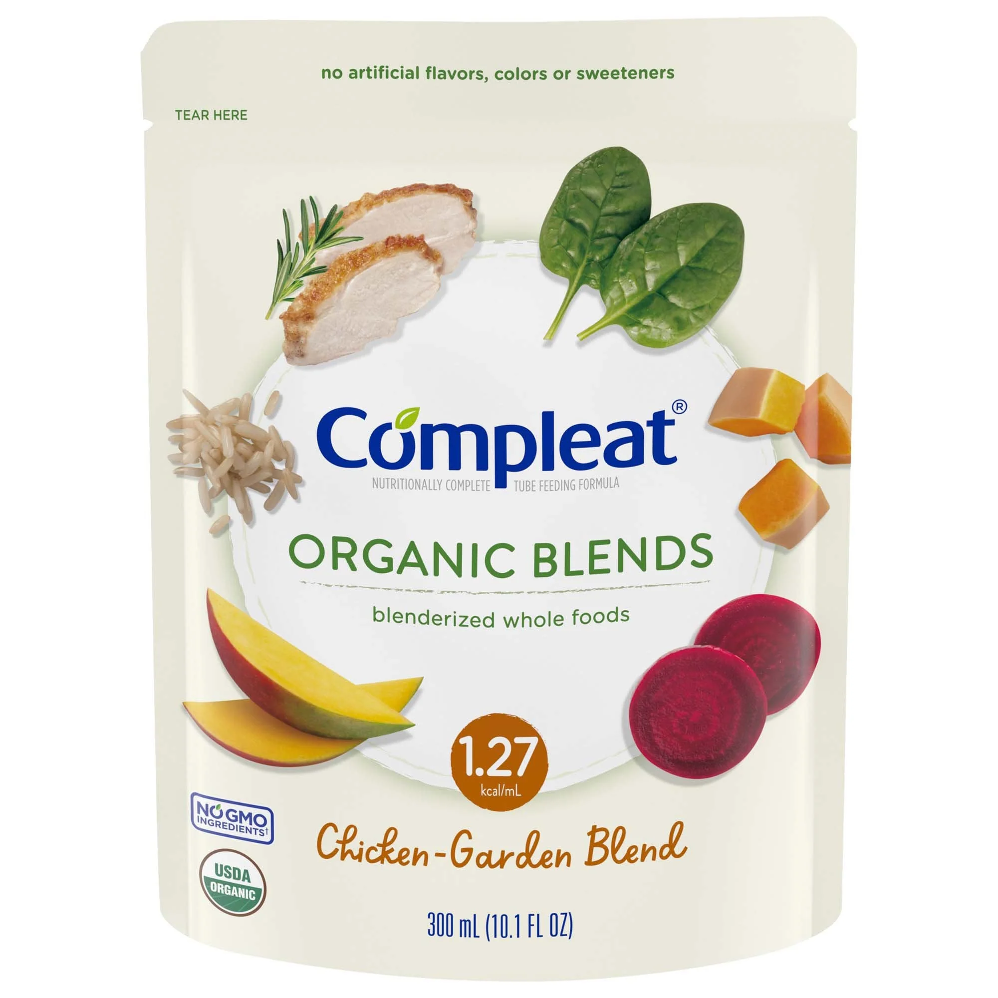 Nestle Healthcare Nutrition Compleat Organic Blends Chicken-Garden Blenderized Whole Foods, 10.1 oz. Pouch (24/CS)