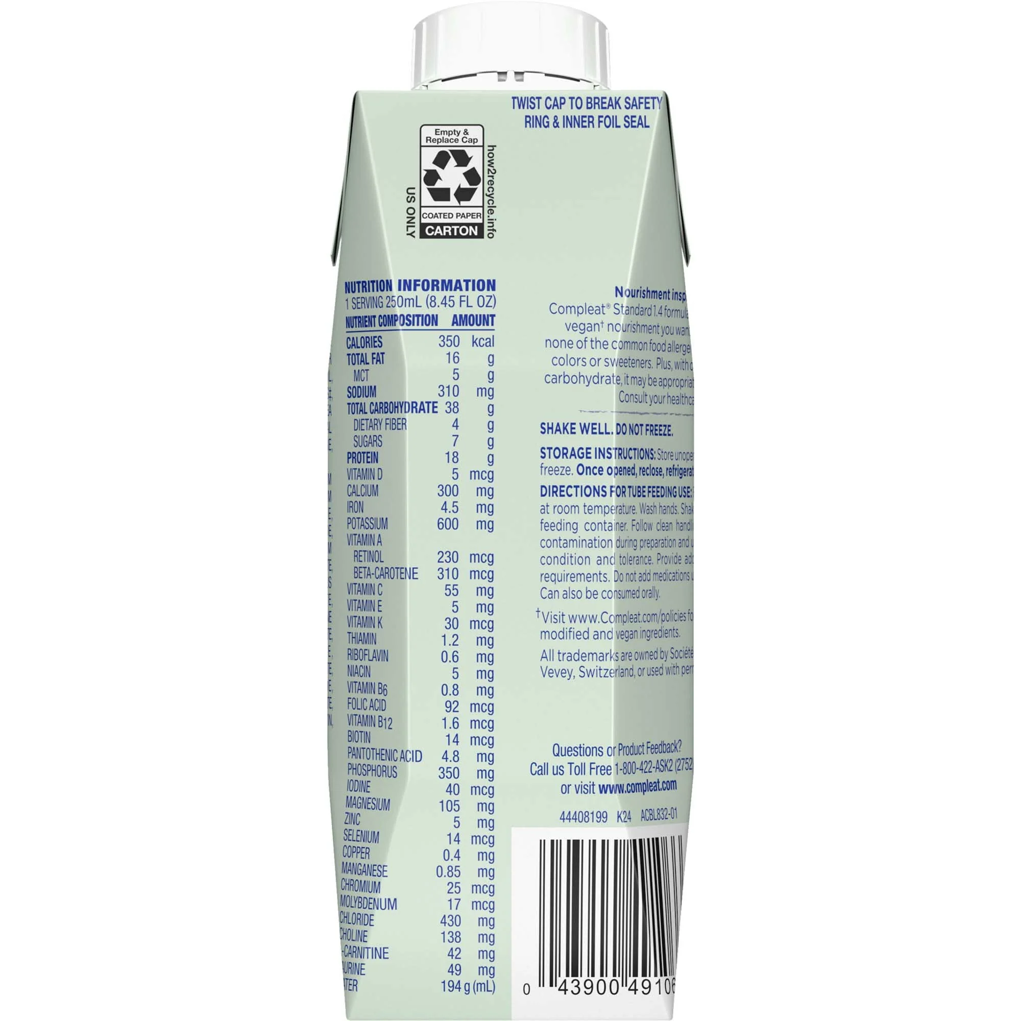 Nestle Healthcare Nutrition Compleat Standard 1.4 Plant-Based Tube Feeding Formula, Vanilla, 8.45-oz. (24/CS) - Image 2