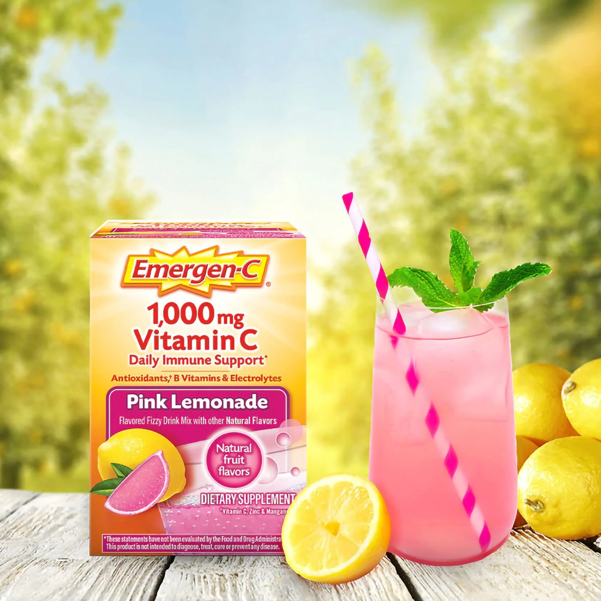 Pfizer Emergen-C Vitamin C Daily Immune Support Drink Mix, Pink Lemonade Flavor (30/BX) - Image 2