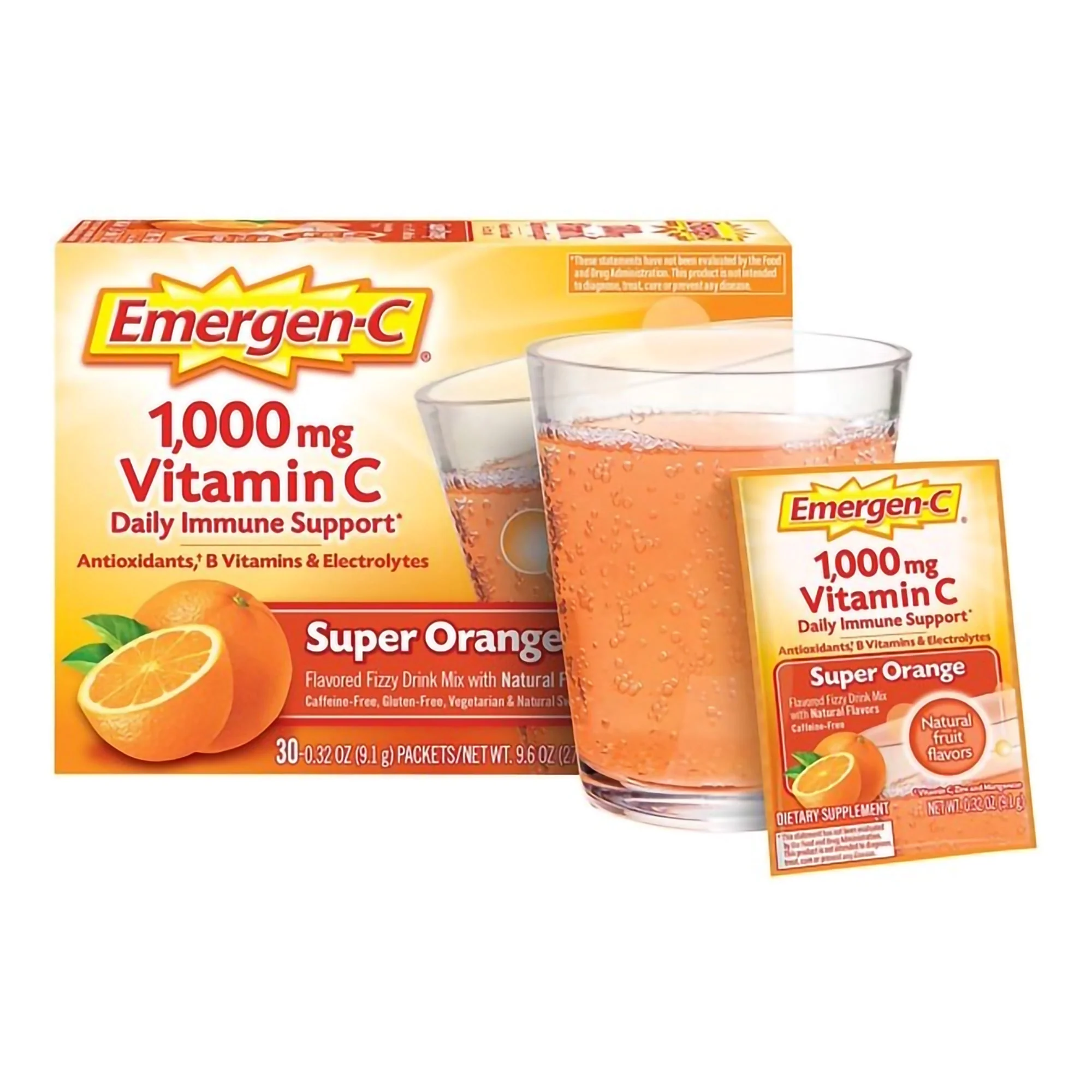 Glaxo Consumer Products Emergen-C Vitamin C Daily Immune Support Drink Mix, Super Orange Flavor (30/BX) - Image 3