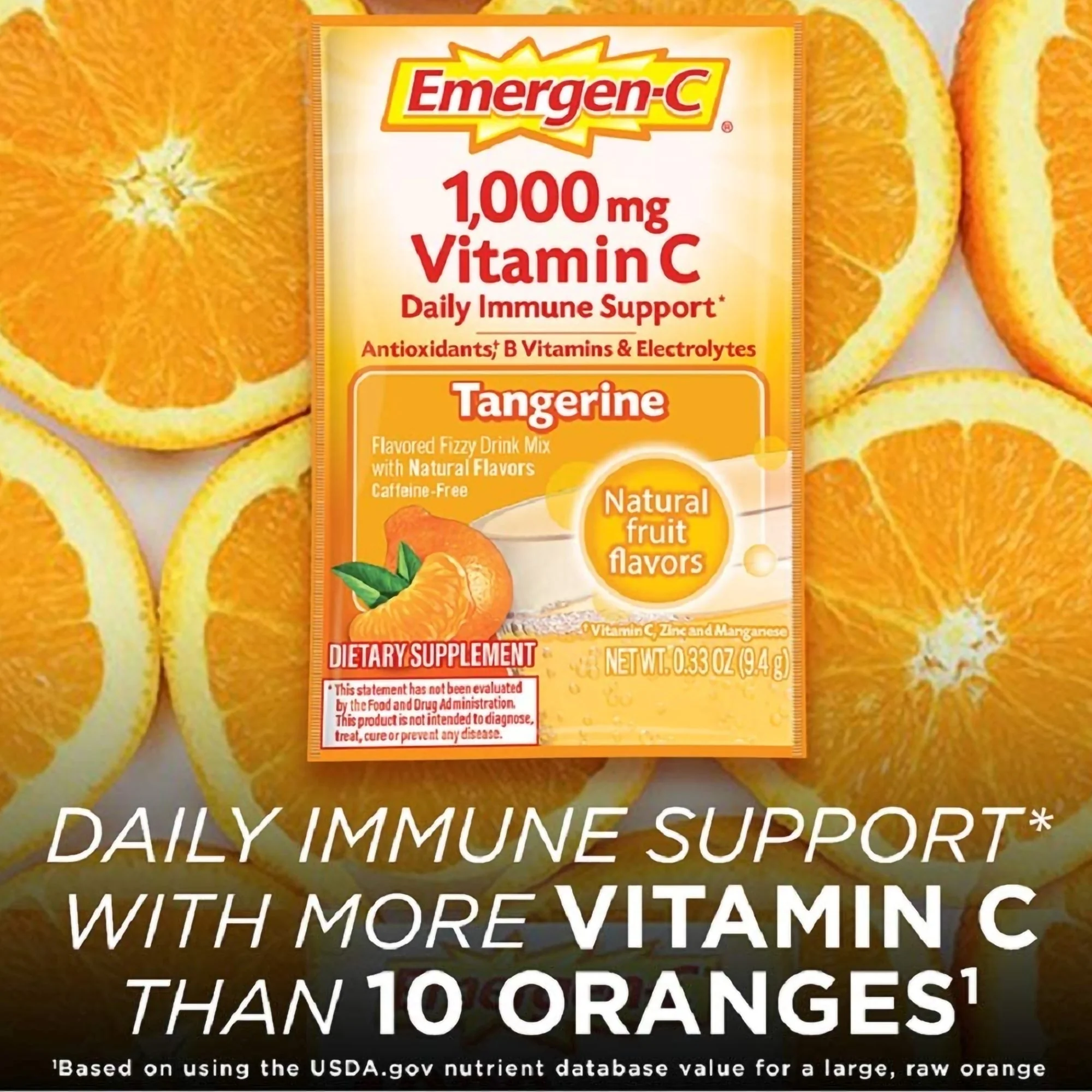 Glaxo Consumer Products Emergen-C Vitamin C Daily Immune Support Drink Mix, Super Tangerine Flavor (30/BX) - Image 4