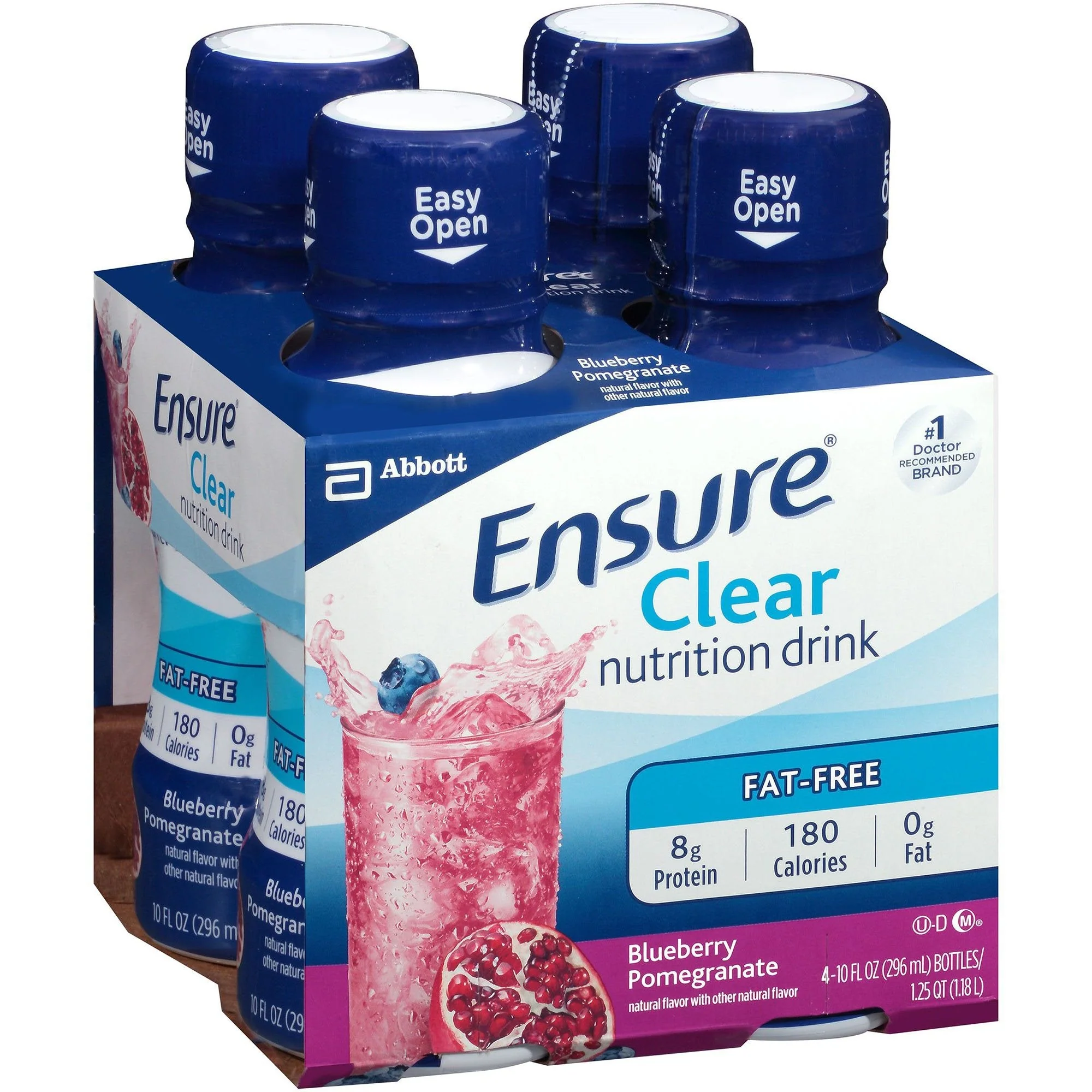 Abbott Nutrition Ensure Clear Therapeutic Nutrition, Blueberry Pomegranate, 10-ounce bottle (12/CS) - Image 2