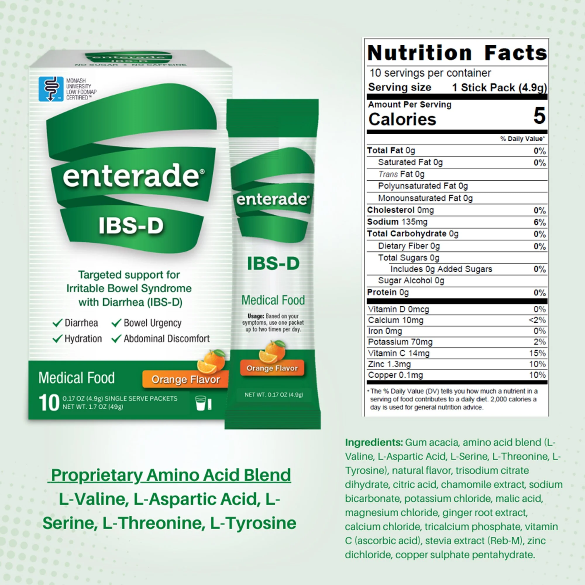 AmiLyfe Bioscience LLC enterade IBS-D Dietary Support Medical Food, Orange, Single Serve Packets (8/CS) - Image 3