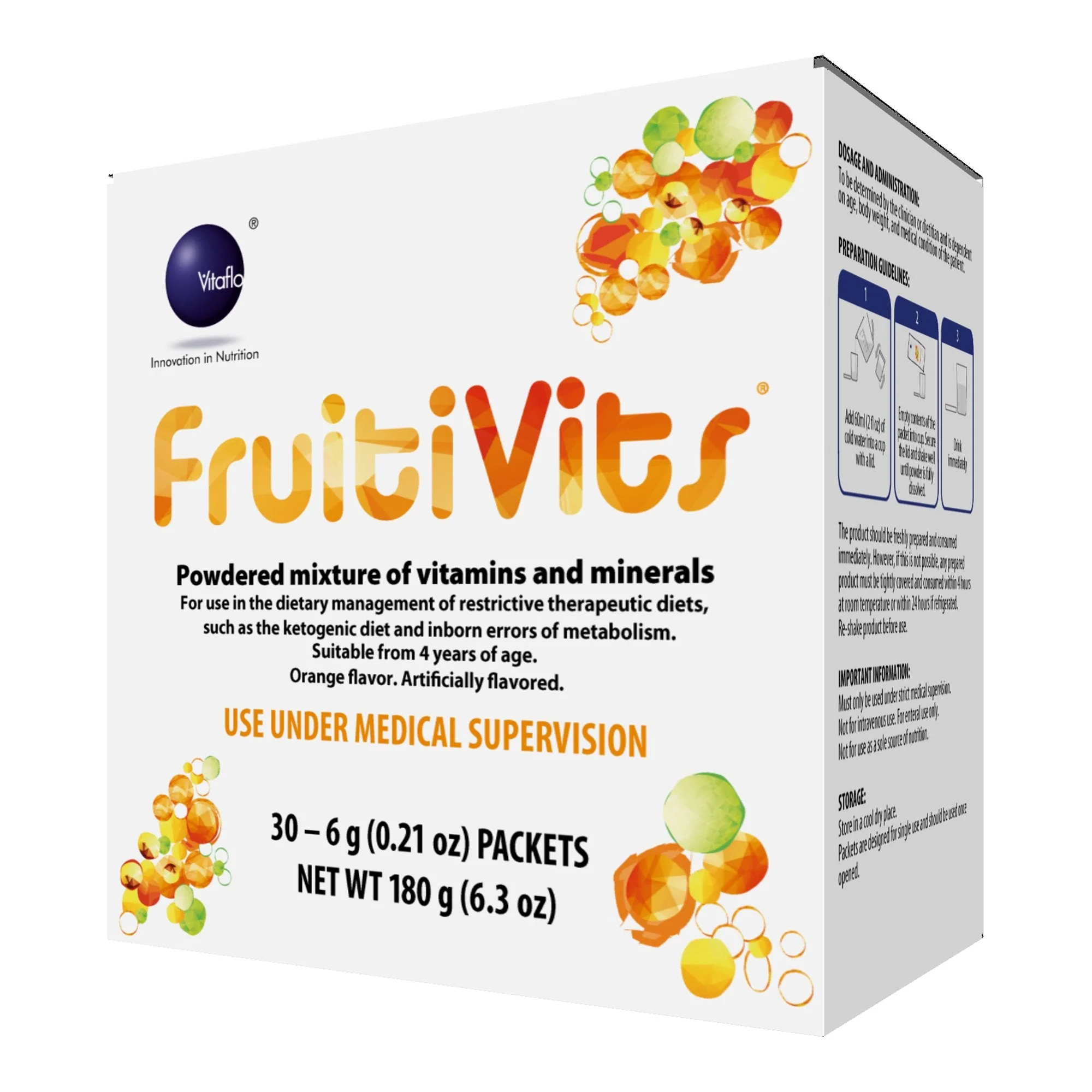 Vitaflo USA LLC FruitiVits Powder Vitamins & Minerals for Restrictive Therapeutic Diets, Orange (30/BX)
