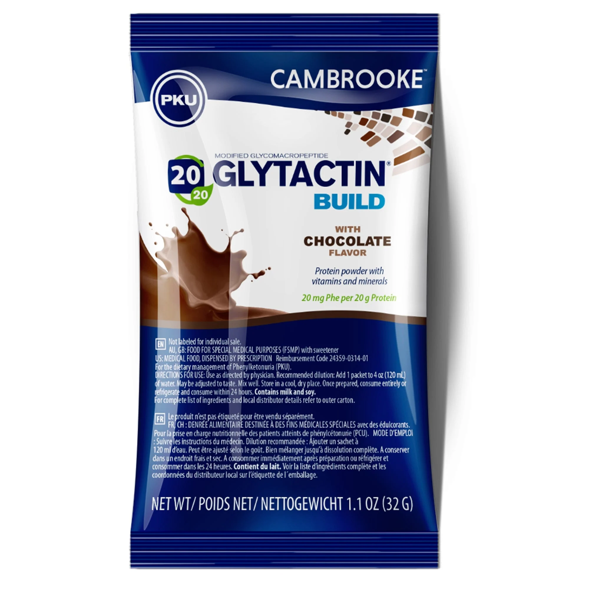 Cambrooke Therapeutics Glytactin Build 20/20 GMP for the Dietary Management of PKU, Chocolate (30/CS)