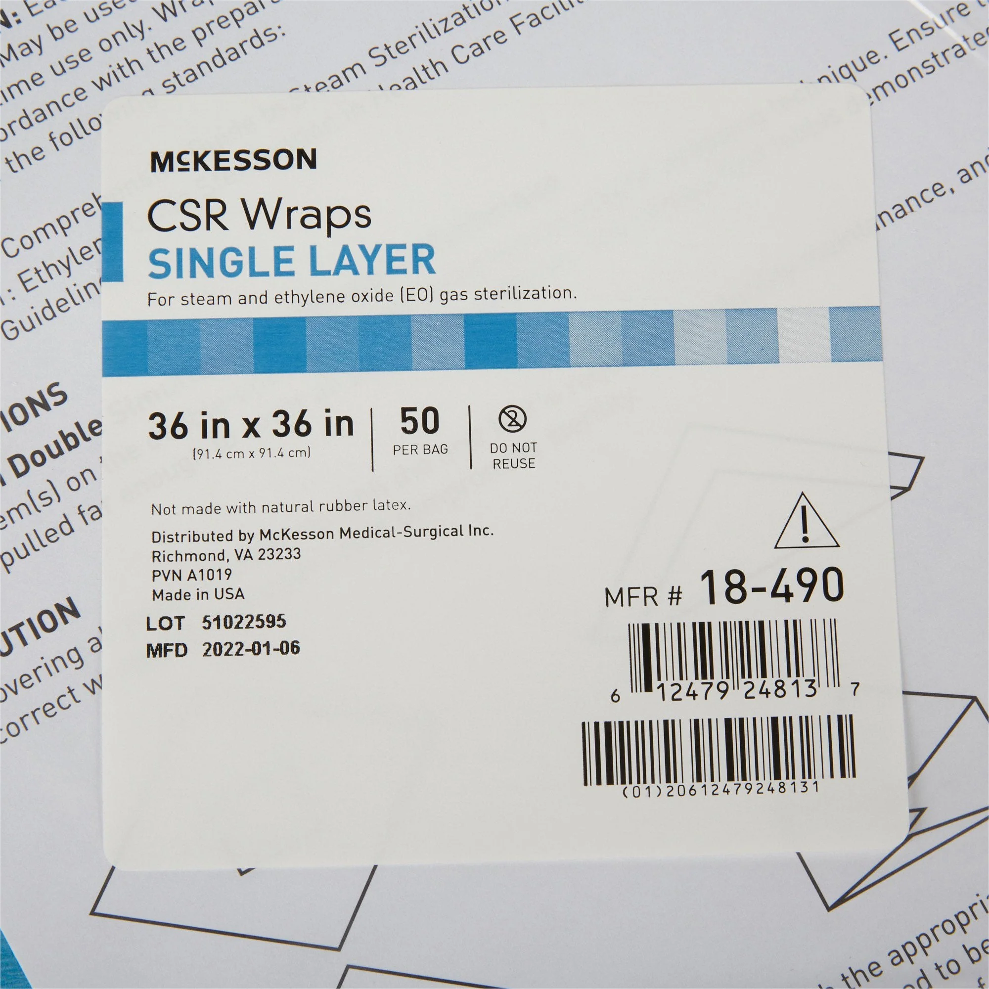 McKesson Brand McKesson Single Layer Sterilization Wrap, 36 x 36 Inch (5/CS) - Image 2
