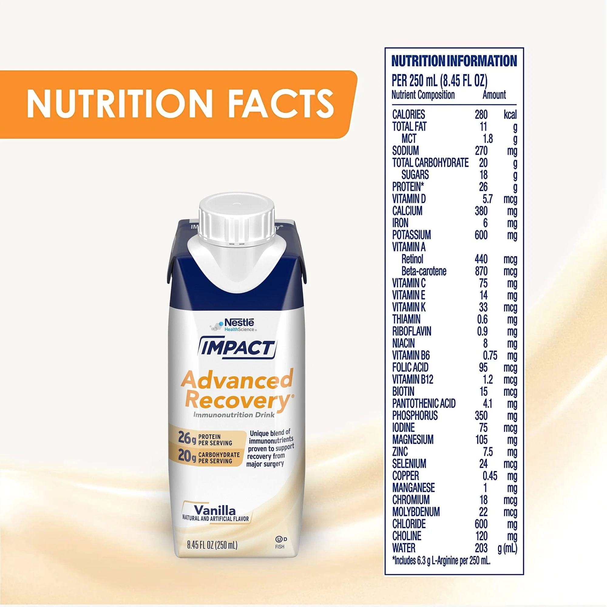 Nestle Healthcare Nutrition Impact Advanced Recovery Vanilla Immunonutrition Drink, 8.45-ounce Carton (10/CS) - Image 3