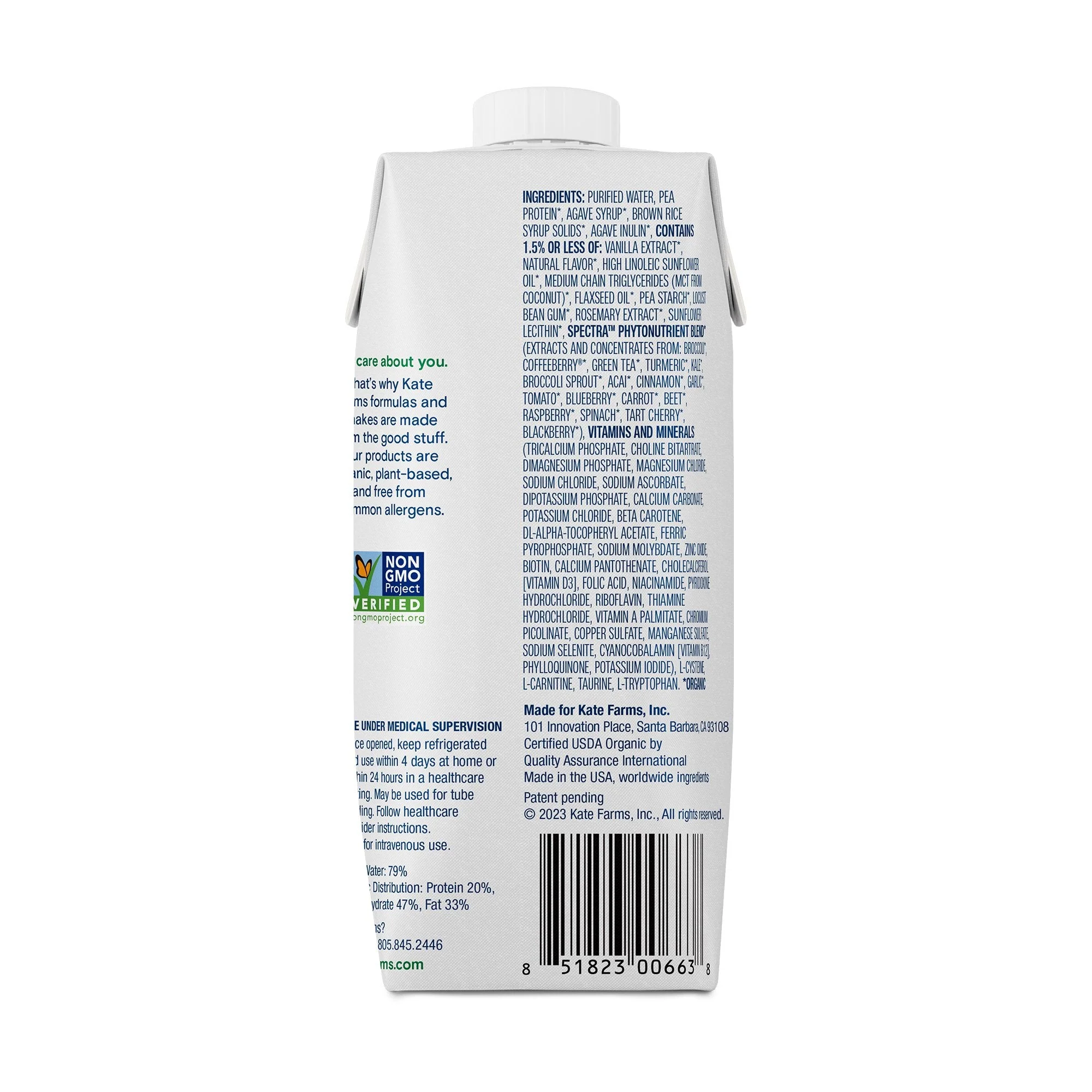Kate Farms Kate Farms Standard 1.0 Vanilla Sole-Source Nutrition Formula, 11-ounce carton (12/CS) - Image 2