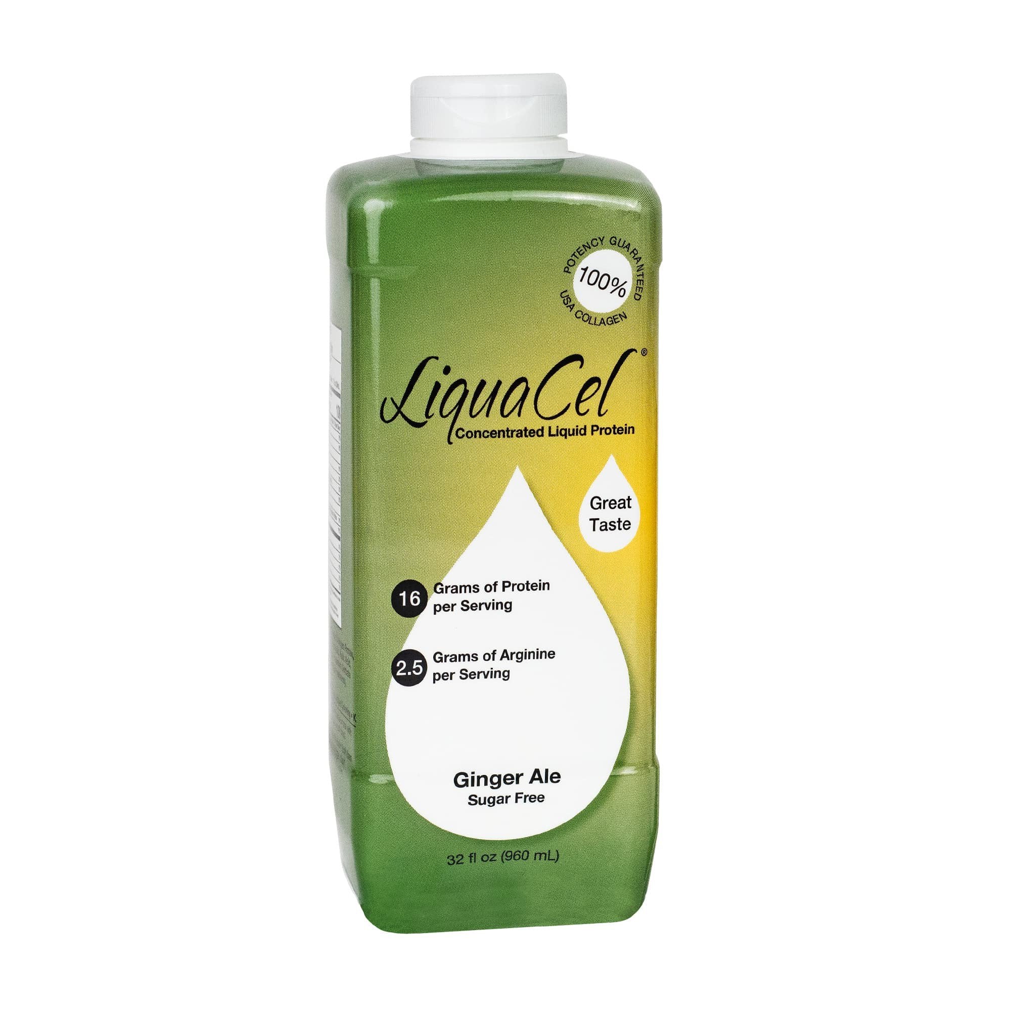 Global Health Products LiquaCel Ginger Ale Concentrated Liquid Protein, Sugar Free, 32-ounce Bottle (6/CS)