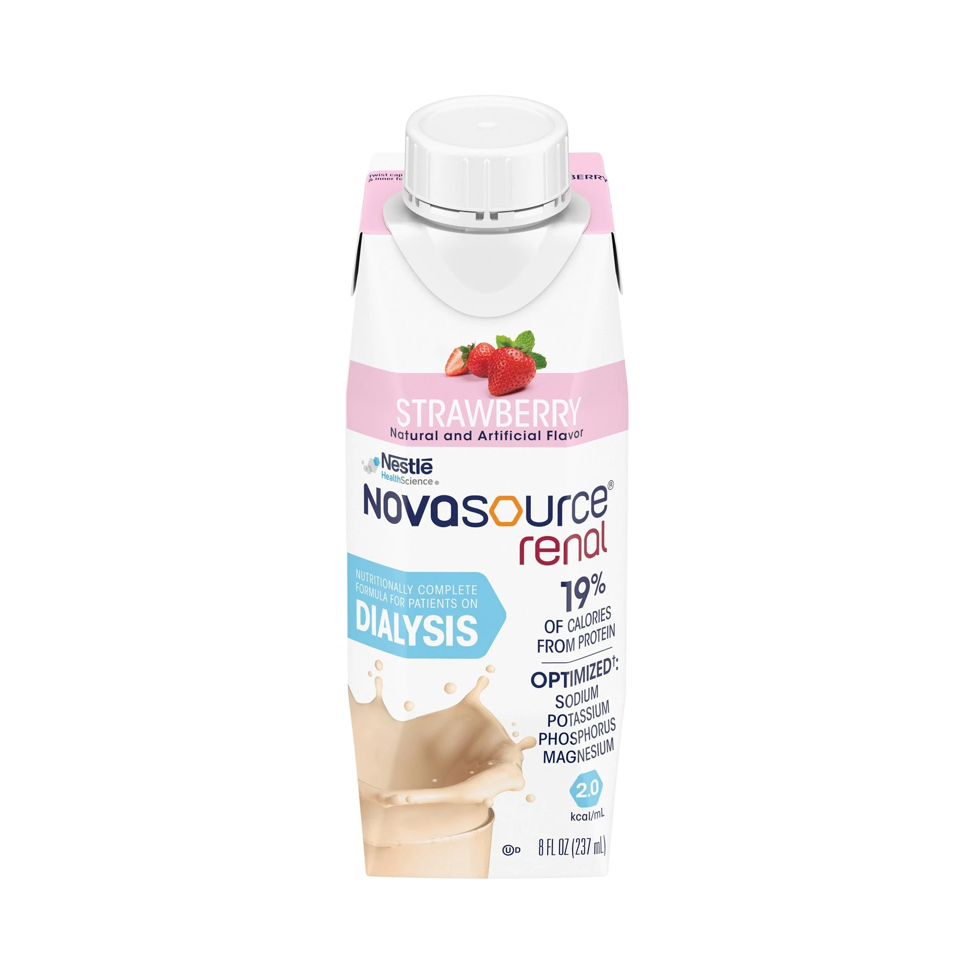 Nestle Healthcare Nutrition Novasource Renal Strawberry Formula for Patients on Dialysis, 8-ounce Carton (24/CS) - Image 3