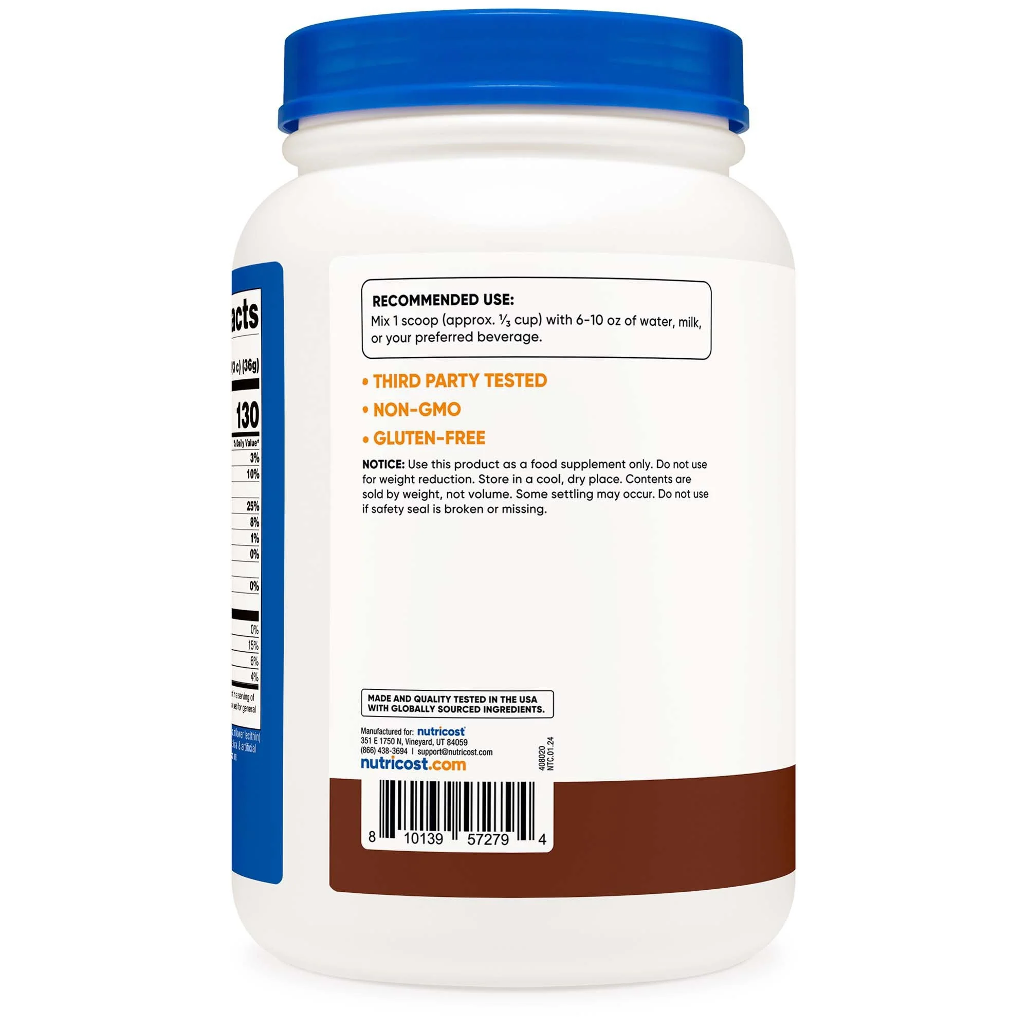 Nutricost Oral Supplement Nutricost Whey Protein Concentrate Chocolate Flavor Powder 1-1/2 lbs. Canister (6/CS) - Image 2