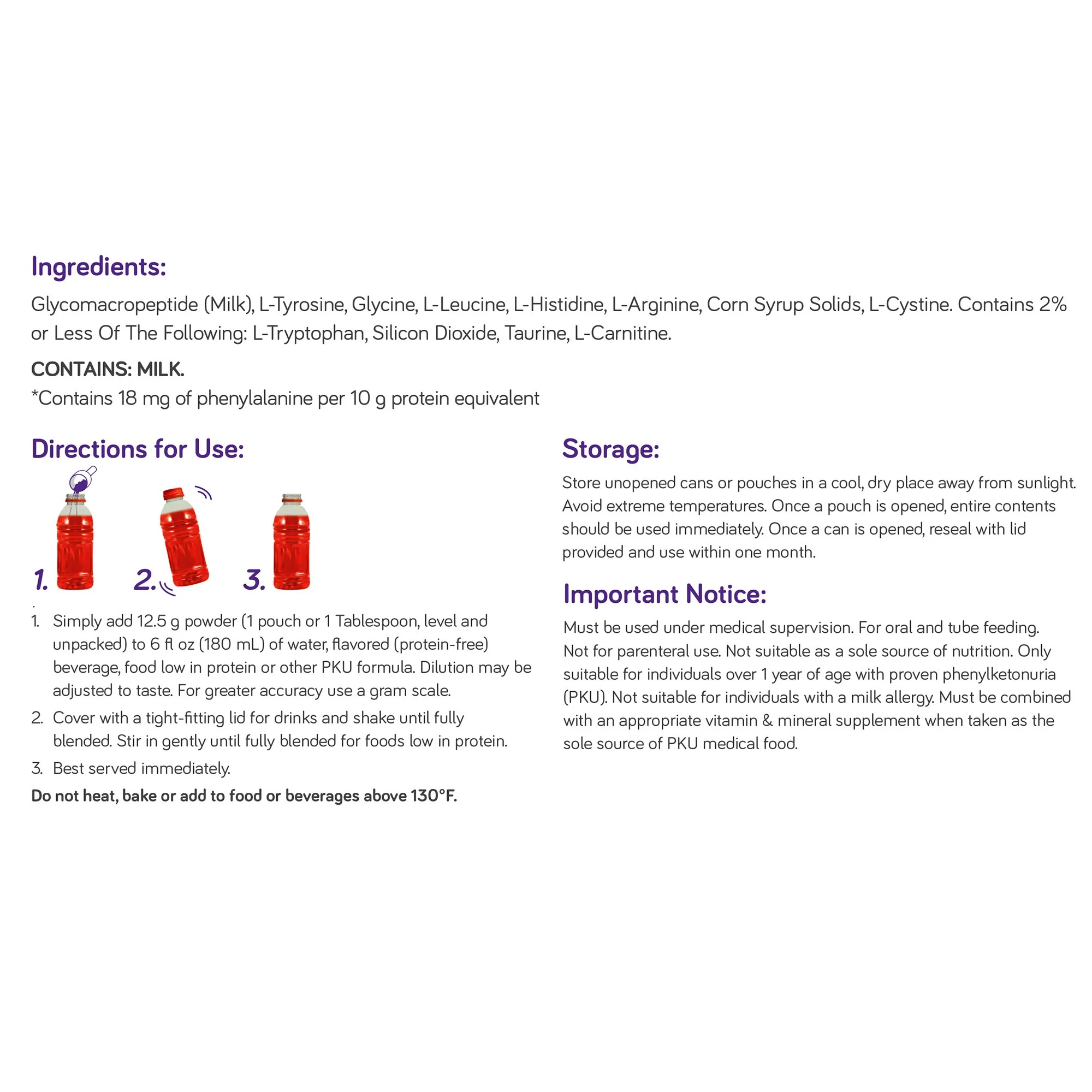 Nutricia North America PhenylAde GMP Mix-In for the Dietary Management of Phenylketonuria (20/CS) - Image 3