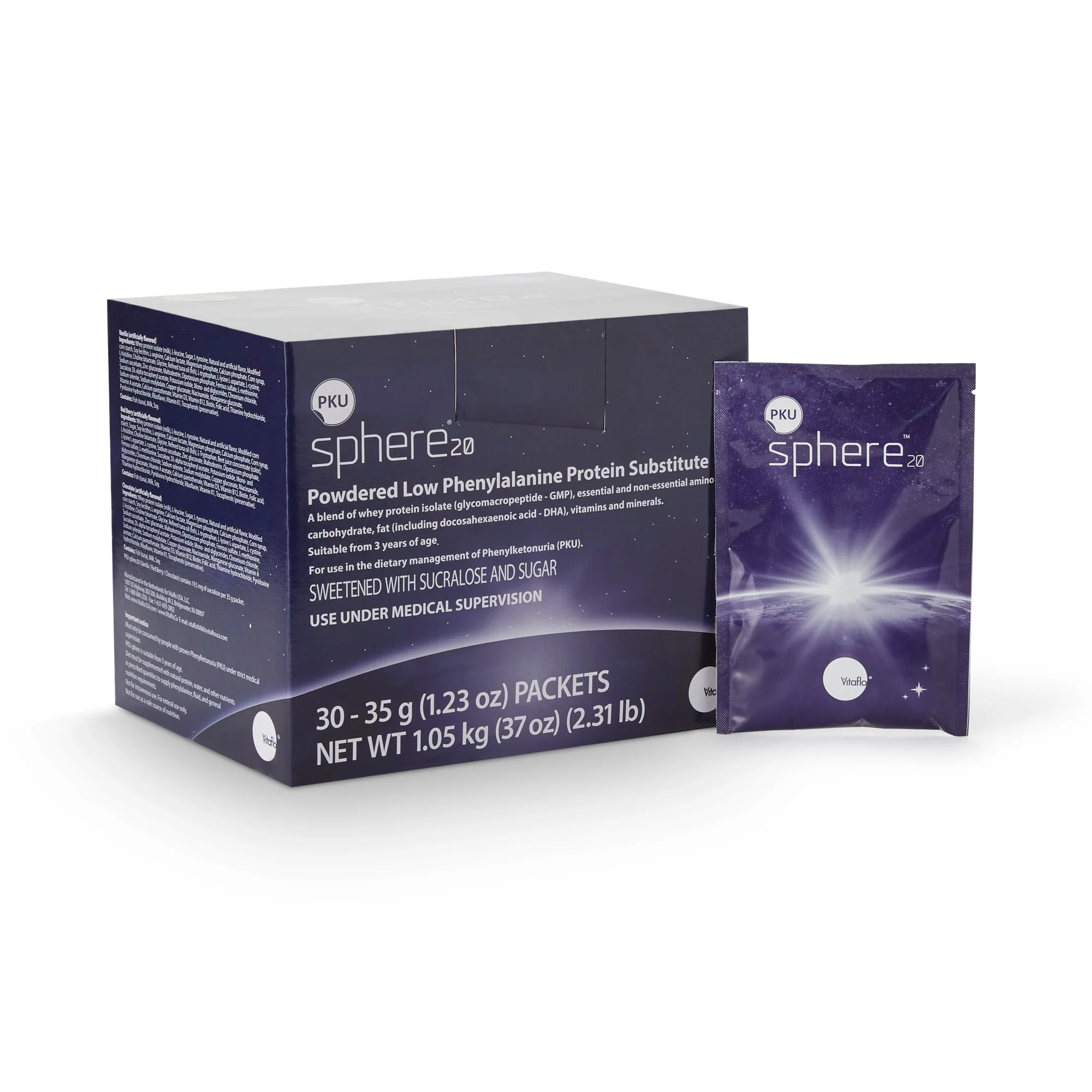 Vitaflo USA LLC PKU sphere 20 Vanilla GMP-Based Formula for use in Dietary Management of PKU (30/BX)