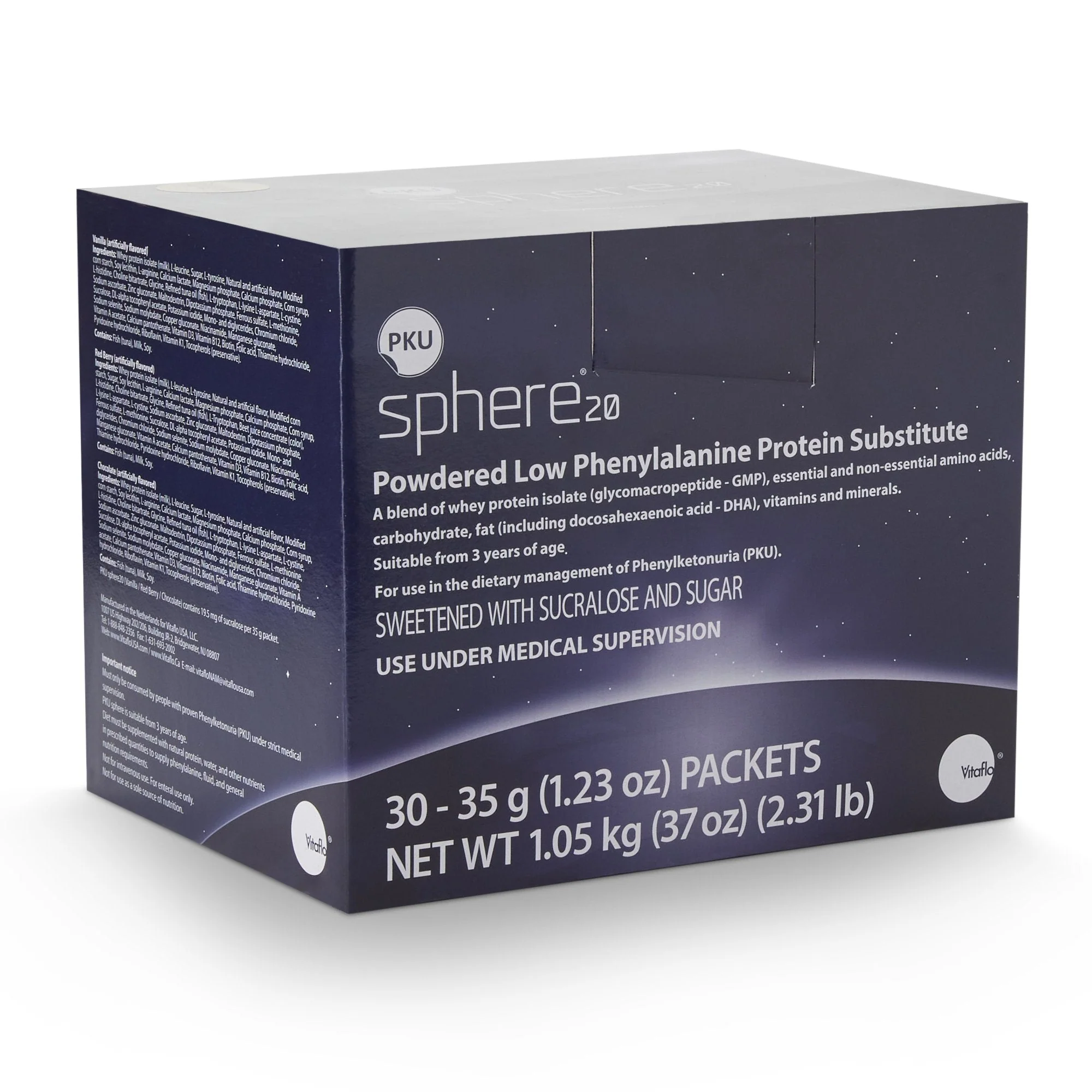 Vitaflo USA LLC PKU sphere 20 Vanilla GMP-Based Formula for use in Dietary Management of PKU (30/BX) - Image 2