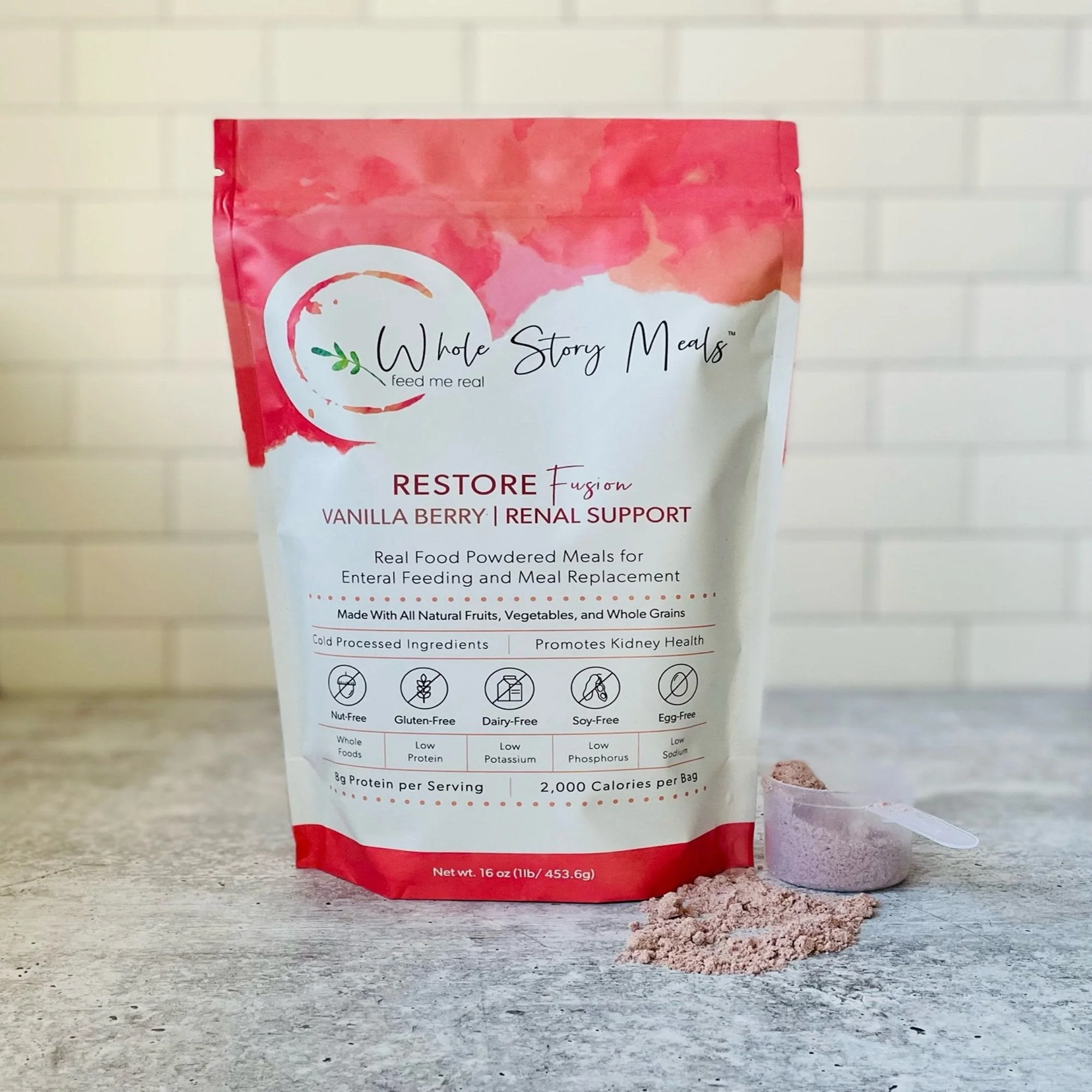 Whole Story Meals Oral Supplement Restore Fusion Renal Support Vanilla Berry Flavor Powder 16 oz. Pouch (30/CS) - Image 3