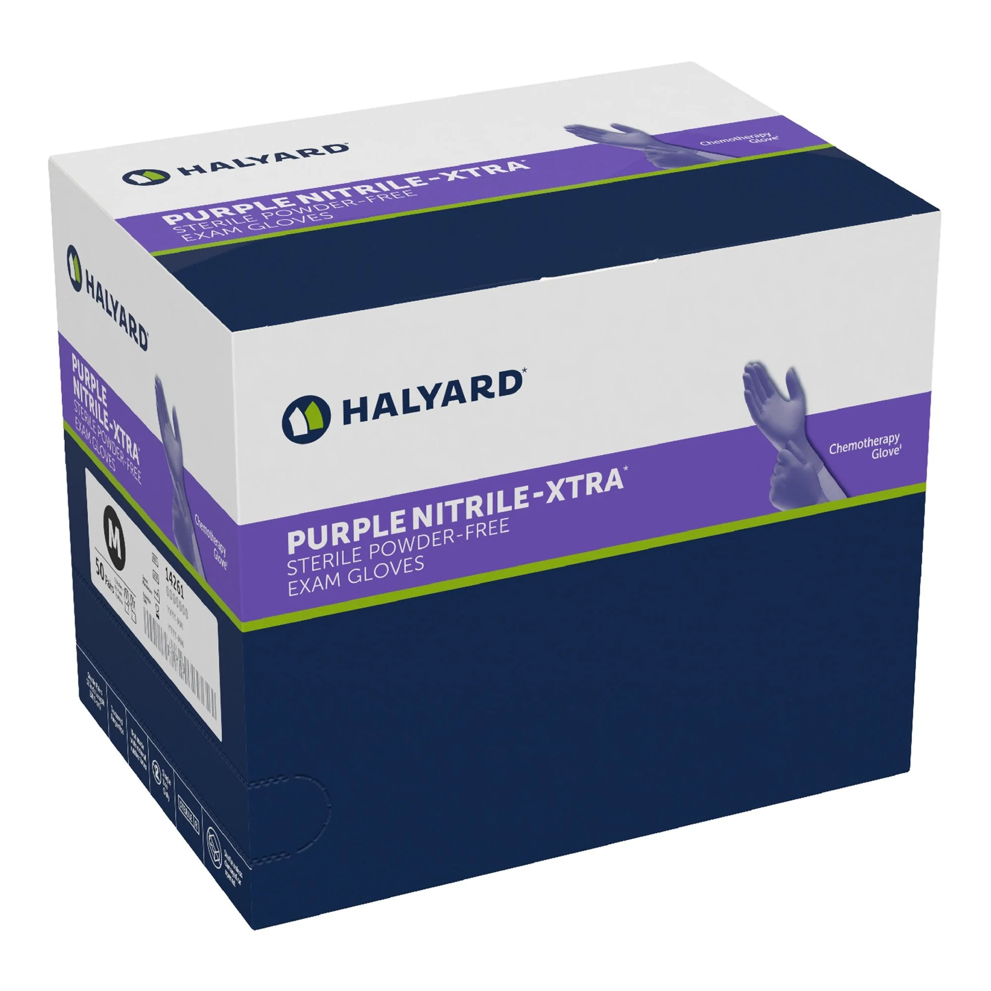 O&M Halyard Inc Purple Nitrile-Xtra Extended Cuff Length Exam Glove, Medium (200/CS) - Image 2