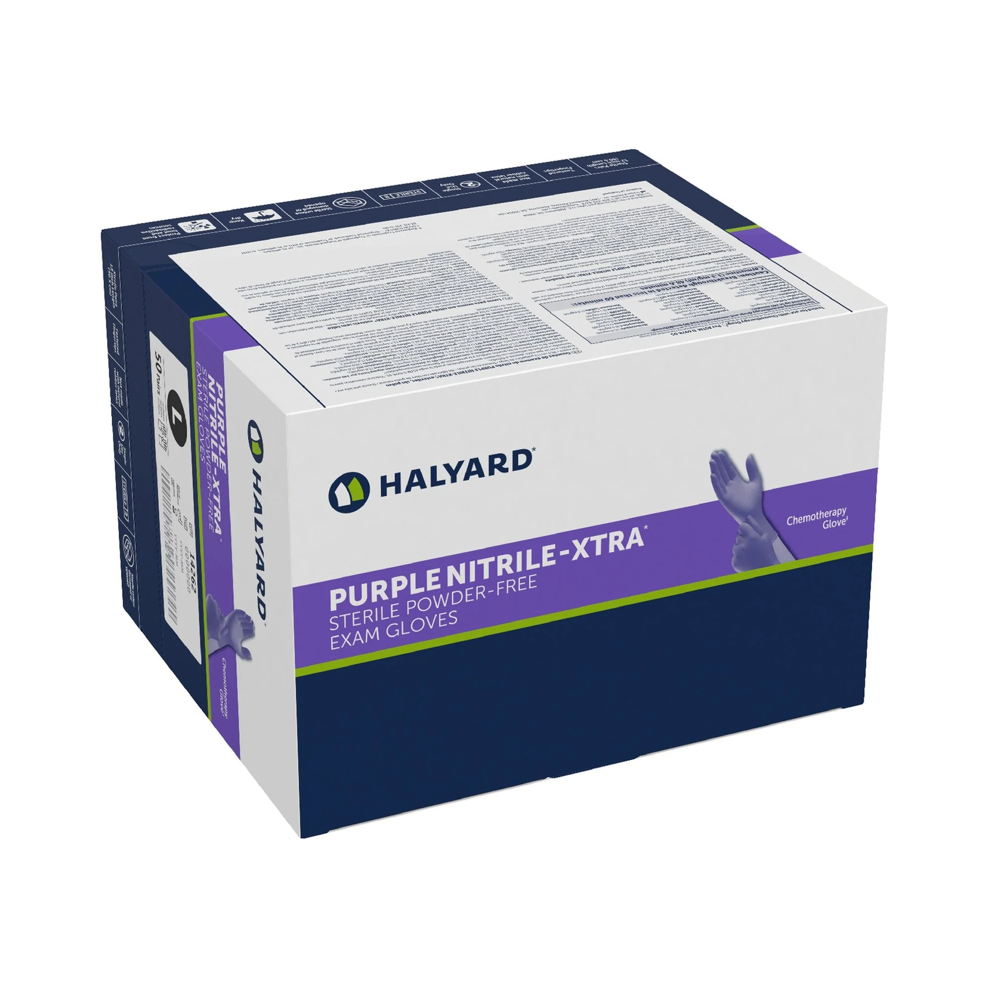 O&M Halyard Inc Purple Nitrile-Xtra Extended Cuff Length Exam Glove, Large (200/CS) - Image 3