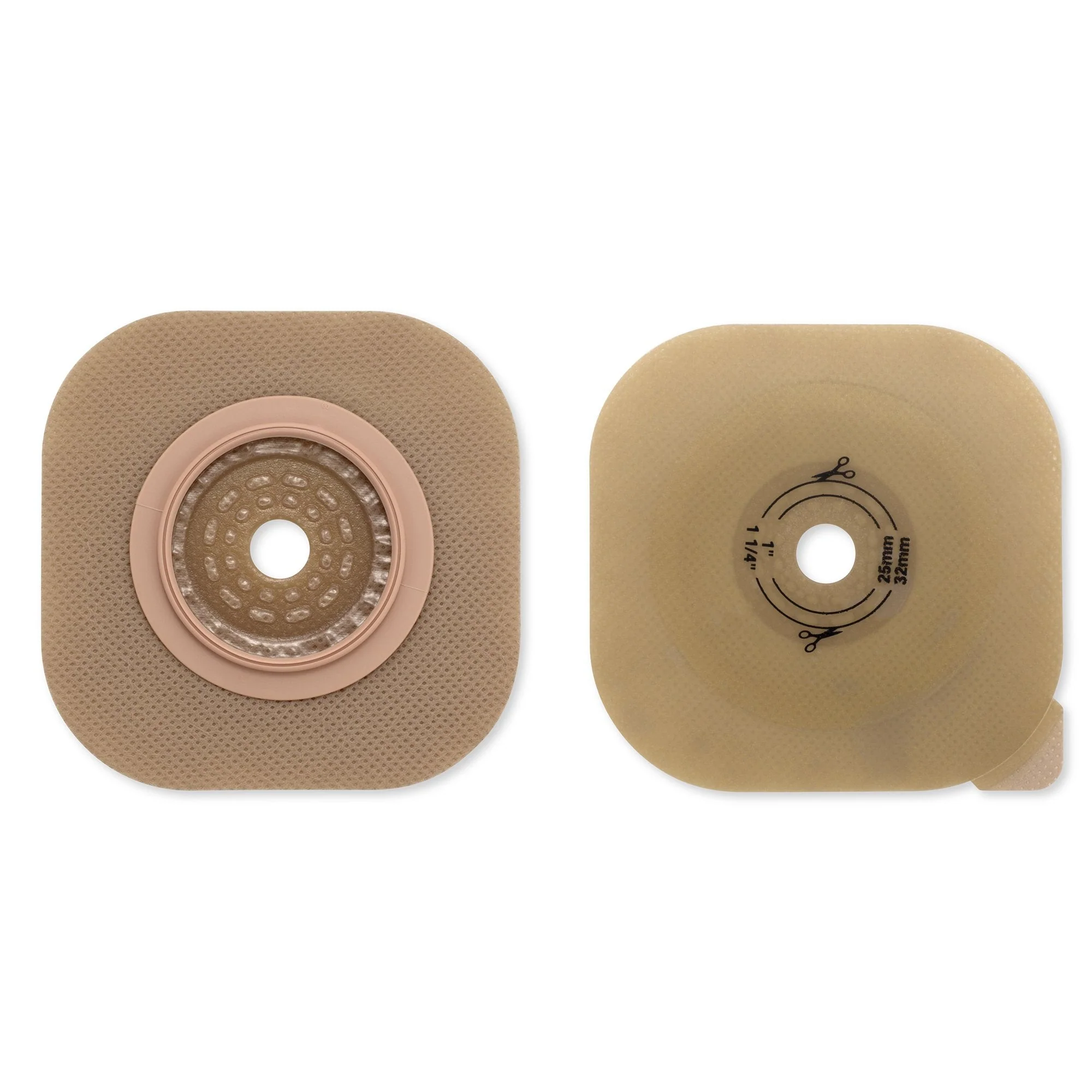 Hollister New Image Flat CeraPlus Skin Barrier, Up to 44 mm Opening, 57 mm Flange, Red (5/BX)
