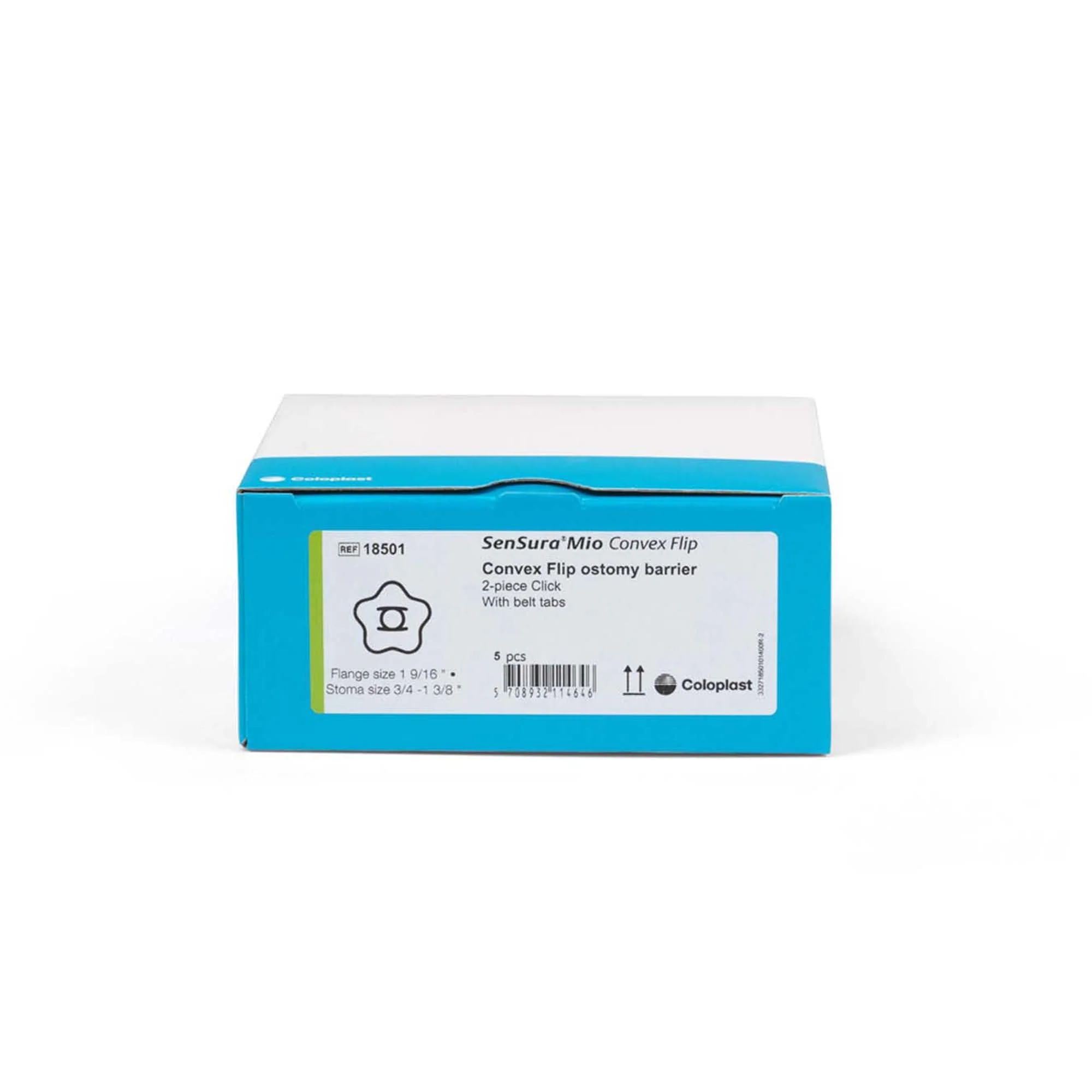 Coloplast SenSura Mio Click Convex Flip Ostomy Barrier, 20 mm Stoma Openings, Green Match (5/BX) - Image 4