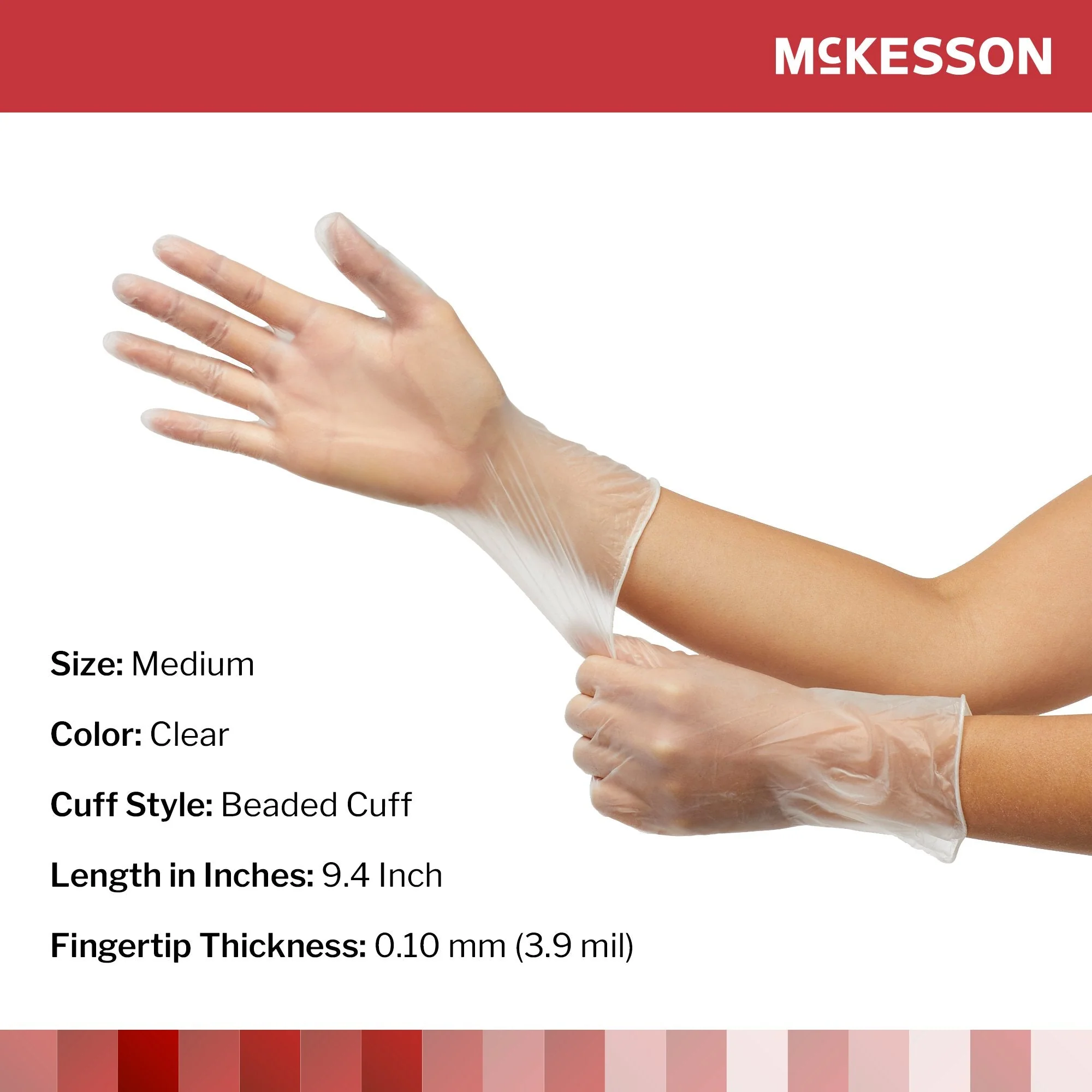 McKesson Brand McKesson Confiderm Vinyl Exam Glove, Medium, Clear (1000/CS) - Image 2