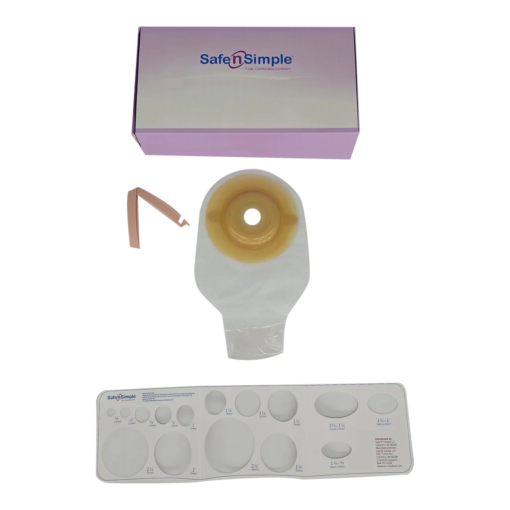 Safe N Simple Ostomy Pouch Safe n Simple One-Piece System 12 Inch Length Convex, Pre-Cut 1 Inch Stoma Drainable (80/CS)