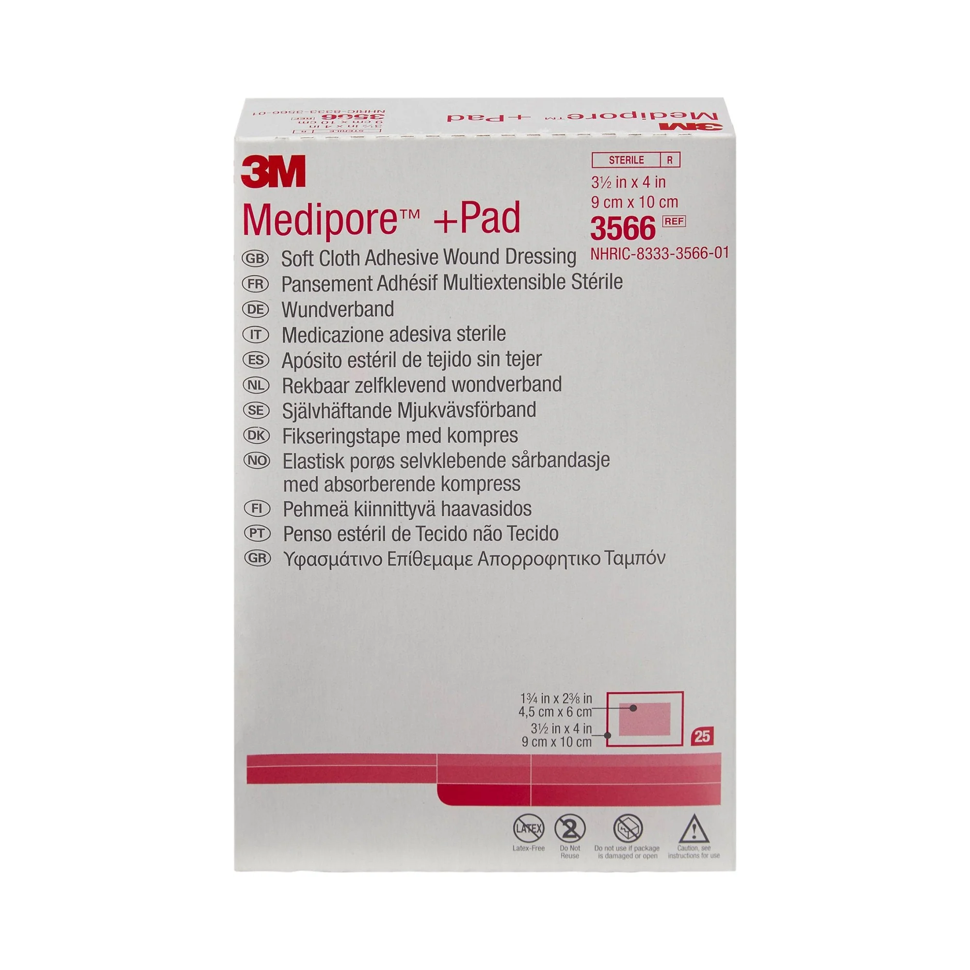 Solventum Corporation 3M Medipore +Pad Soft Cloth Dressings, 3.5 x 4 Inch (100/CS) - Image 2