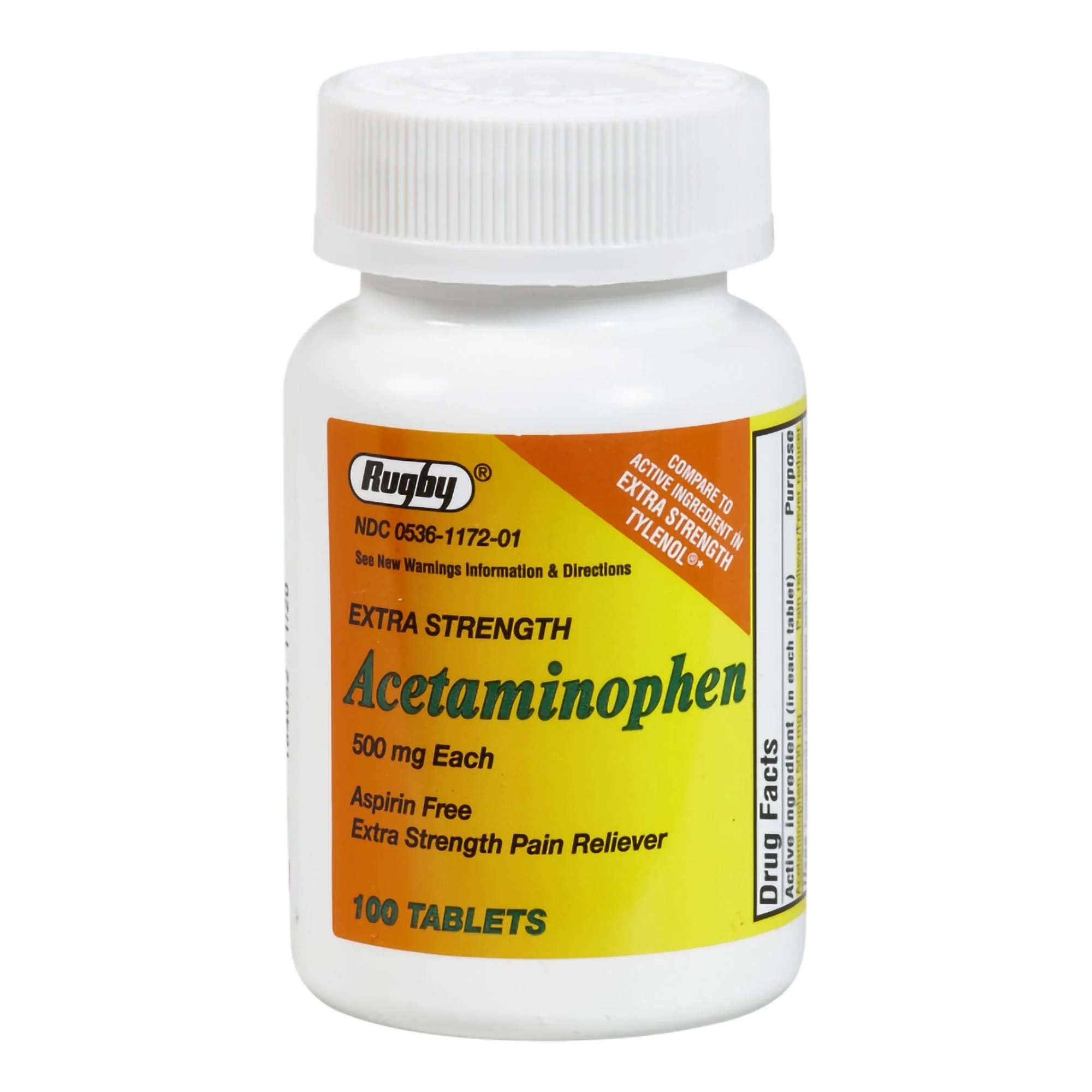 Major Pharmaceuticals Pain Relief 500 mg Strength Acetaminophen Tablet 100 per Bottle
