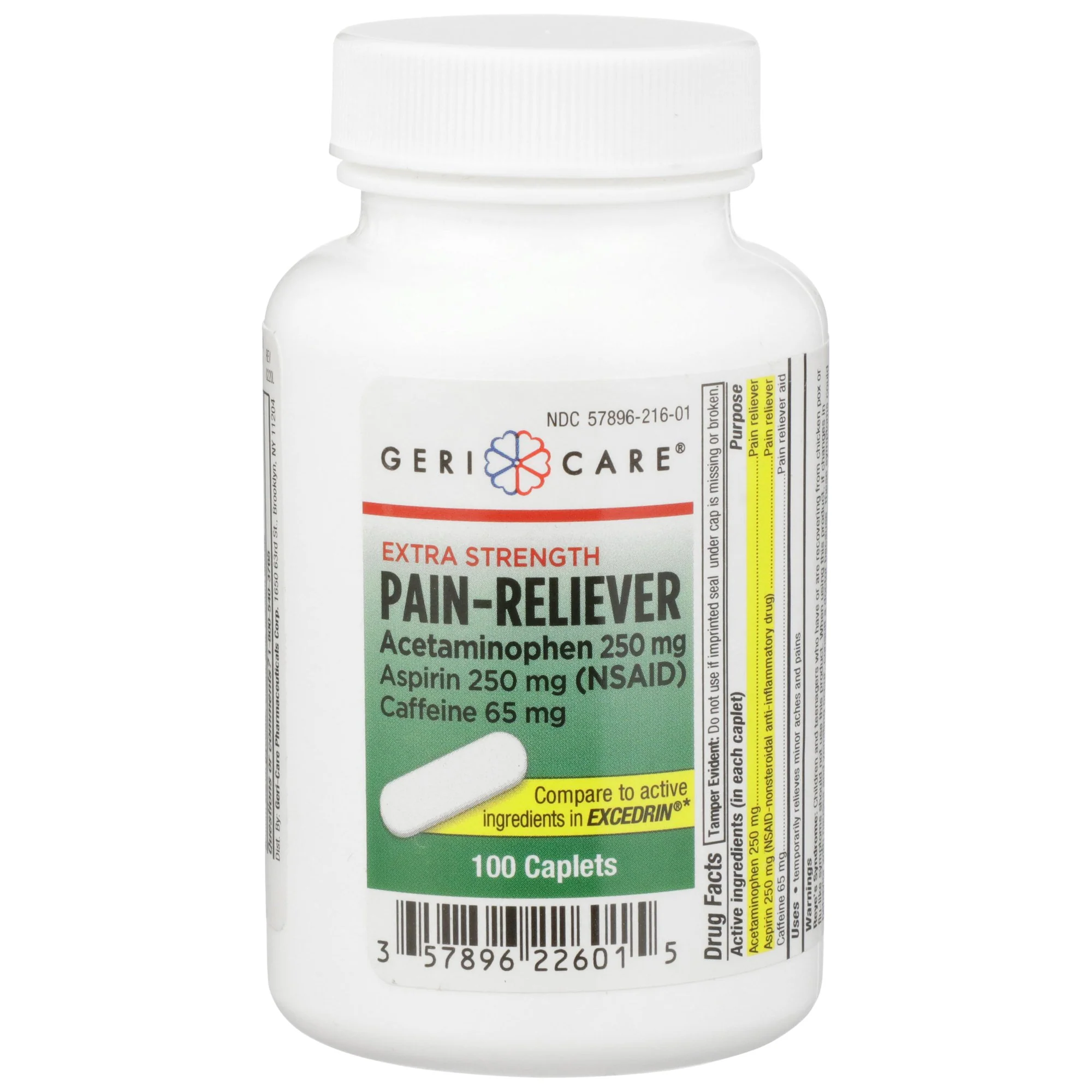 Geri-Care Geri-Care Acetaminophen / Aspirin / Caffeine Pain Relief (1200/CS) - Image 2