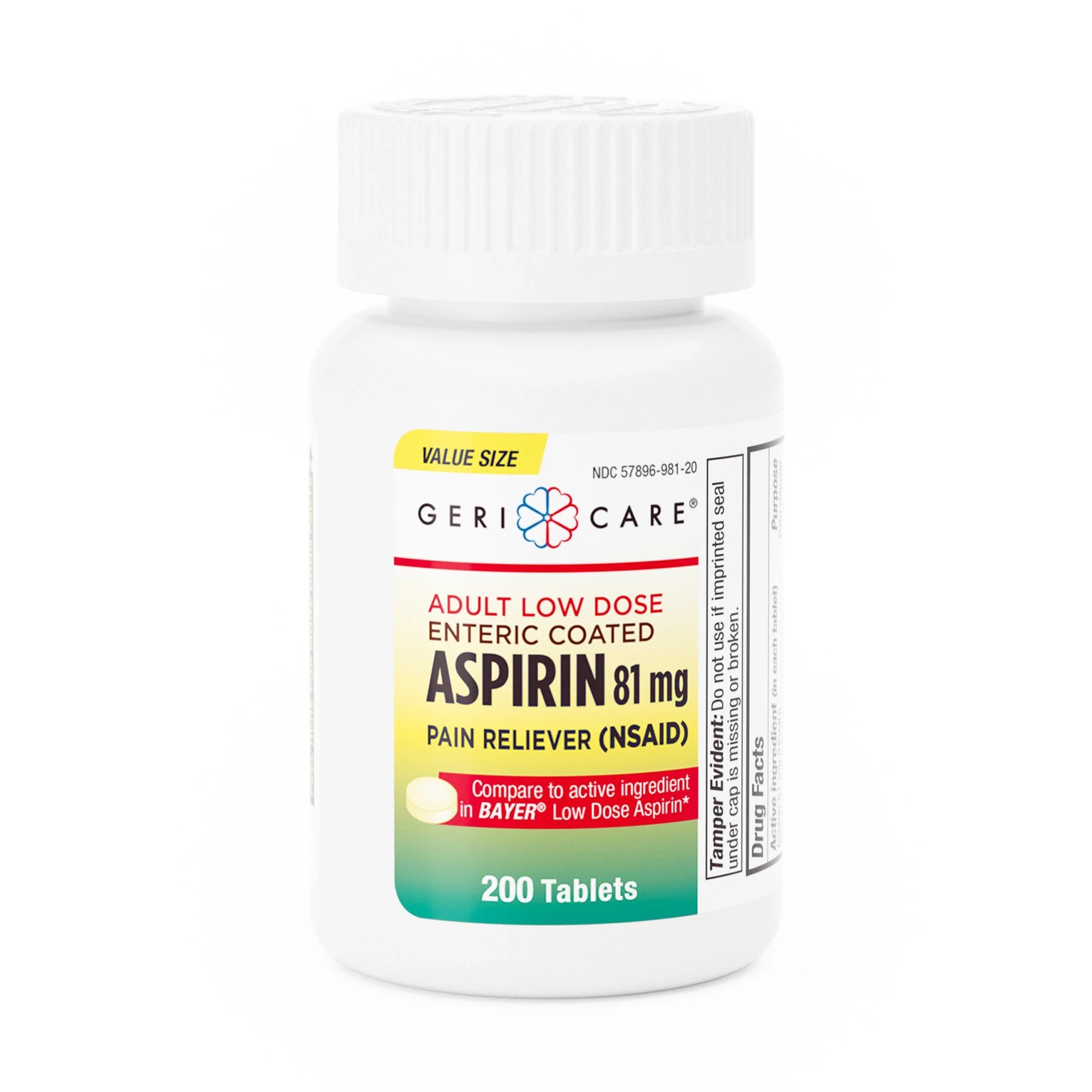 Geri-Care Pain Relief Geri-Care 81 mg Strength Aspirin Tablet 200 per Bottle (12/CS)