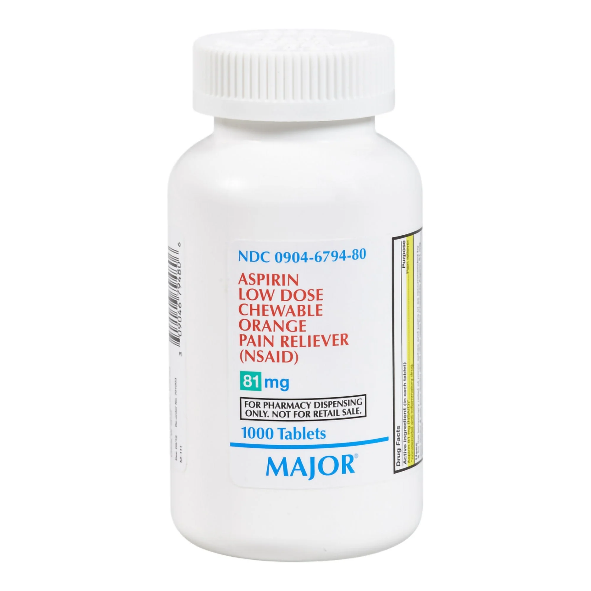 Major Pharmaceuticals Major Low Dose Chewable Aspirin, Orange Flavor