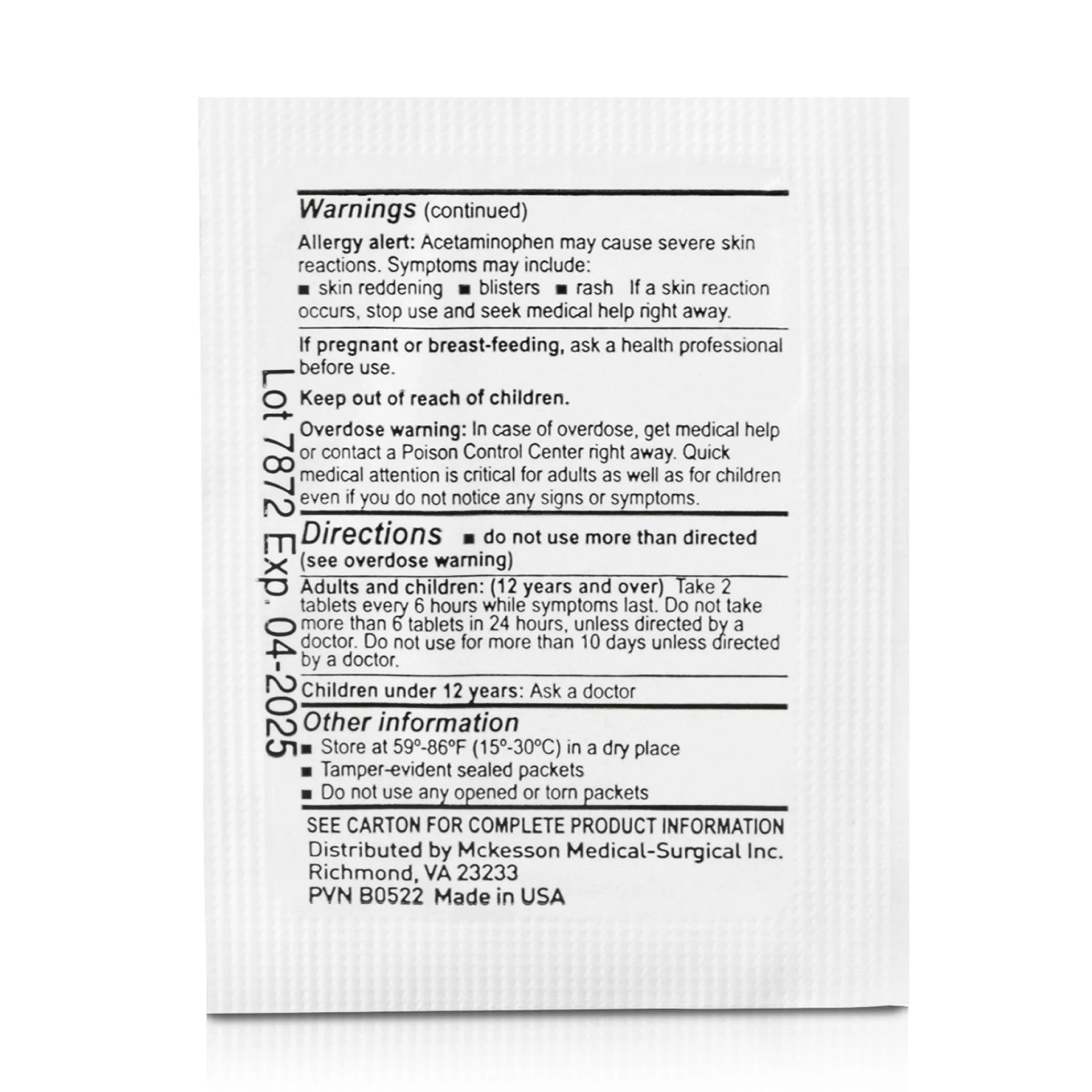 McKesson Brand McKesson Acetaminophen Pain Relief (3000/CS) - Image 2